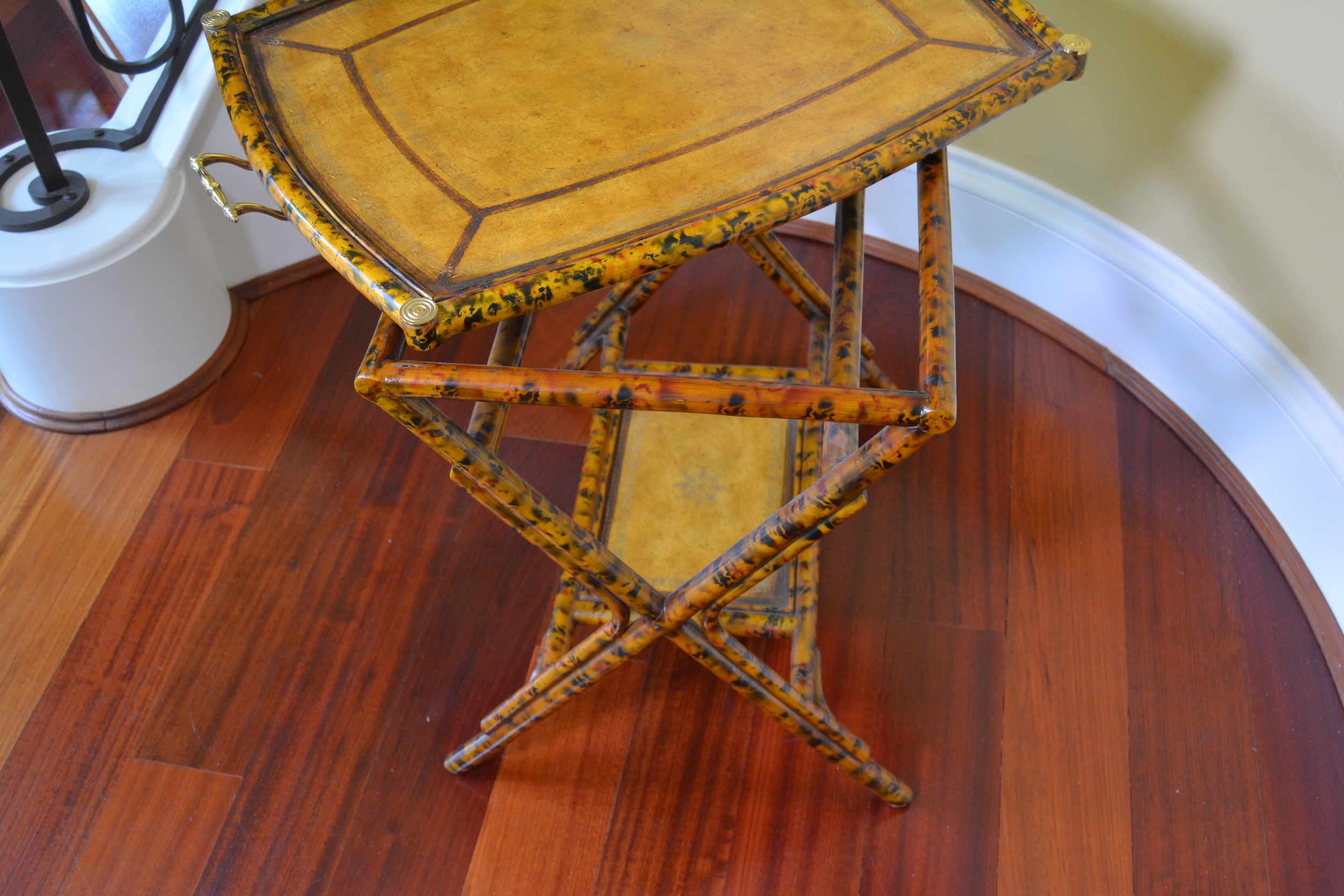 Maitland-Smith Bamboo and Leather Tray Table