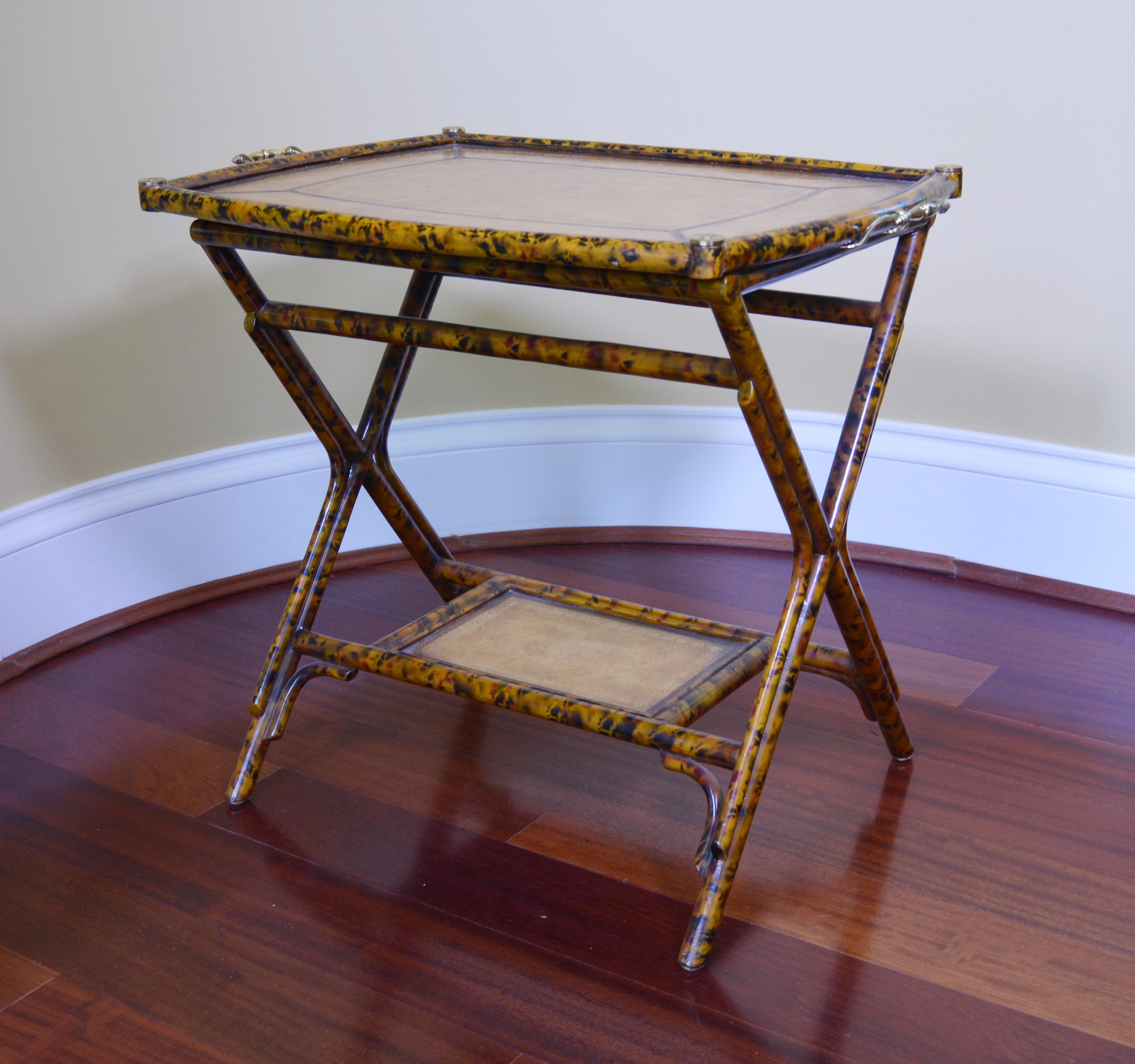 Maitland-Smith Bamboo and Leather Tray Table