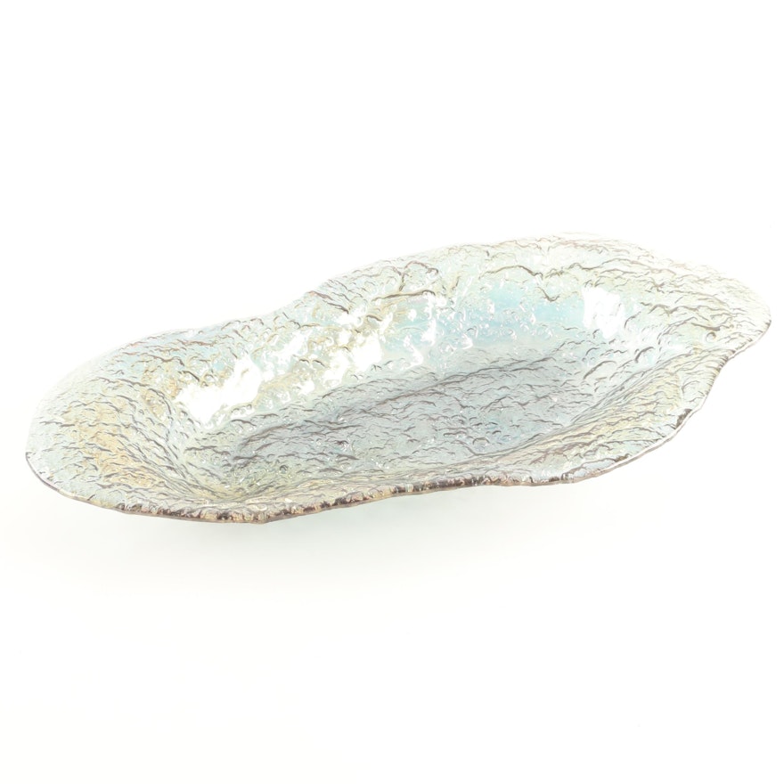 Iridescent Textured Abstract Glass Bowl