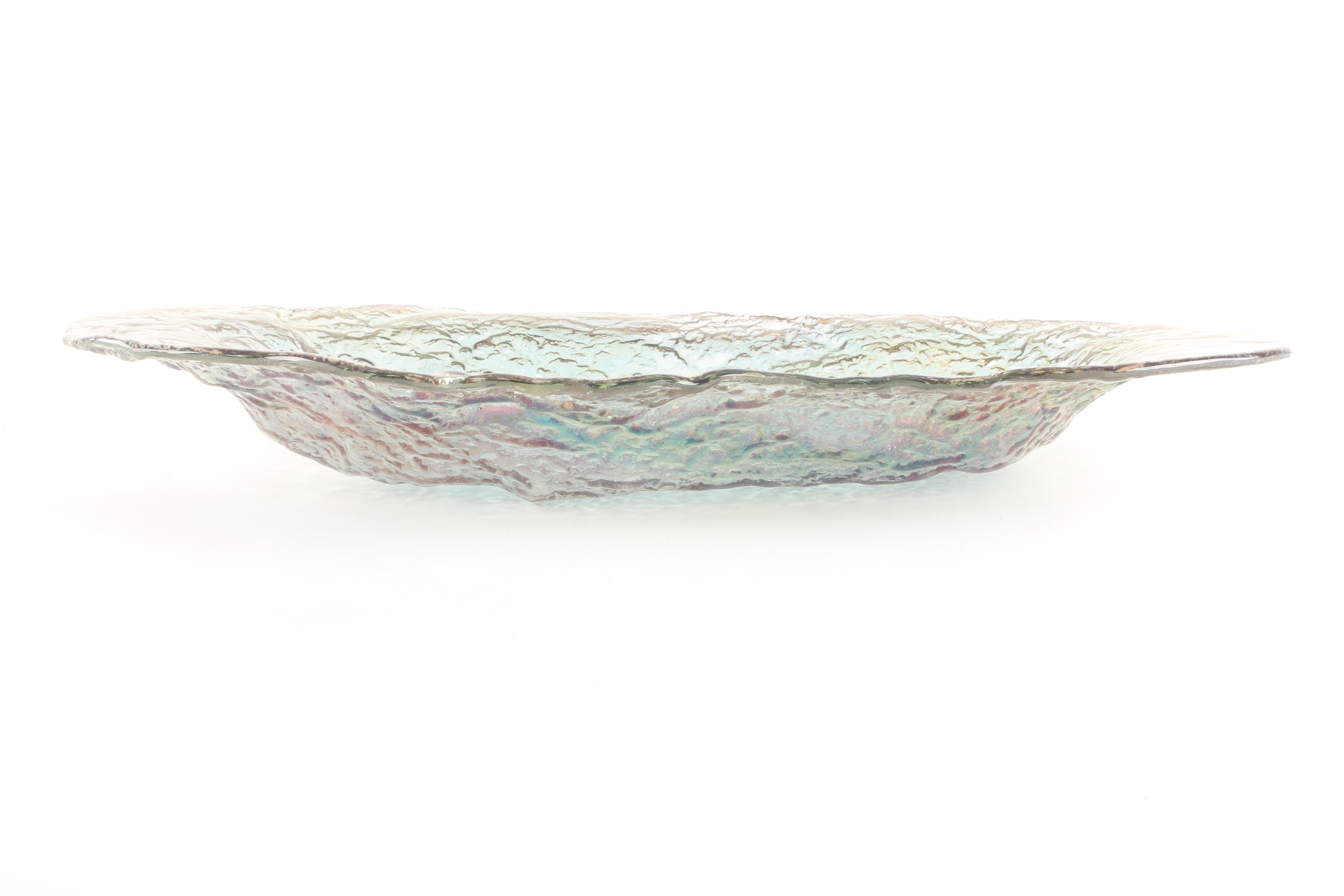 Iridescent Textured Abstract Glass Bowl