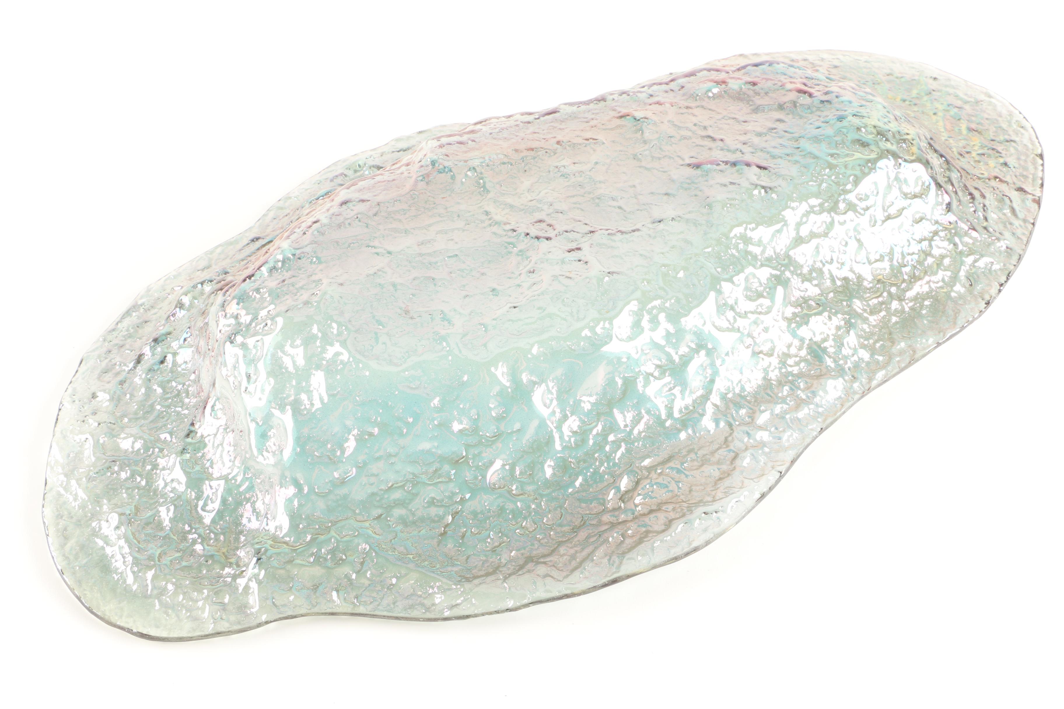 Iridescent Textured Abstract Glass Bowl