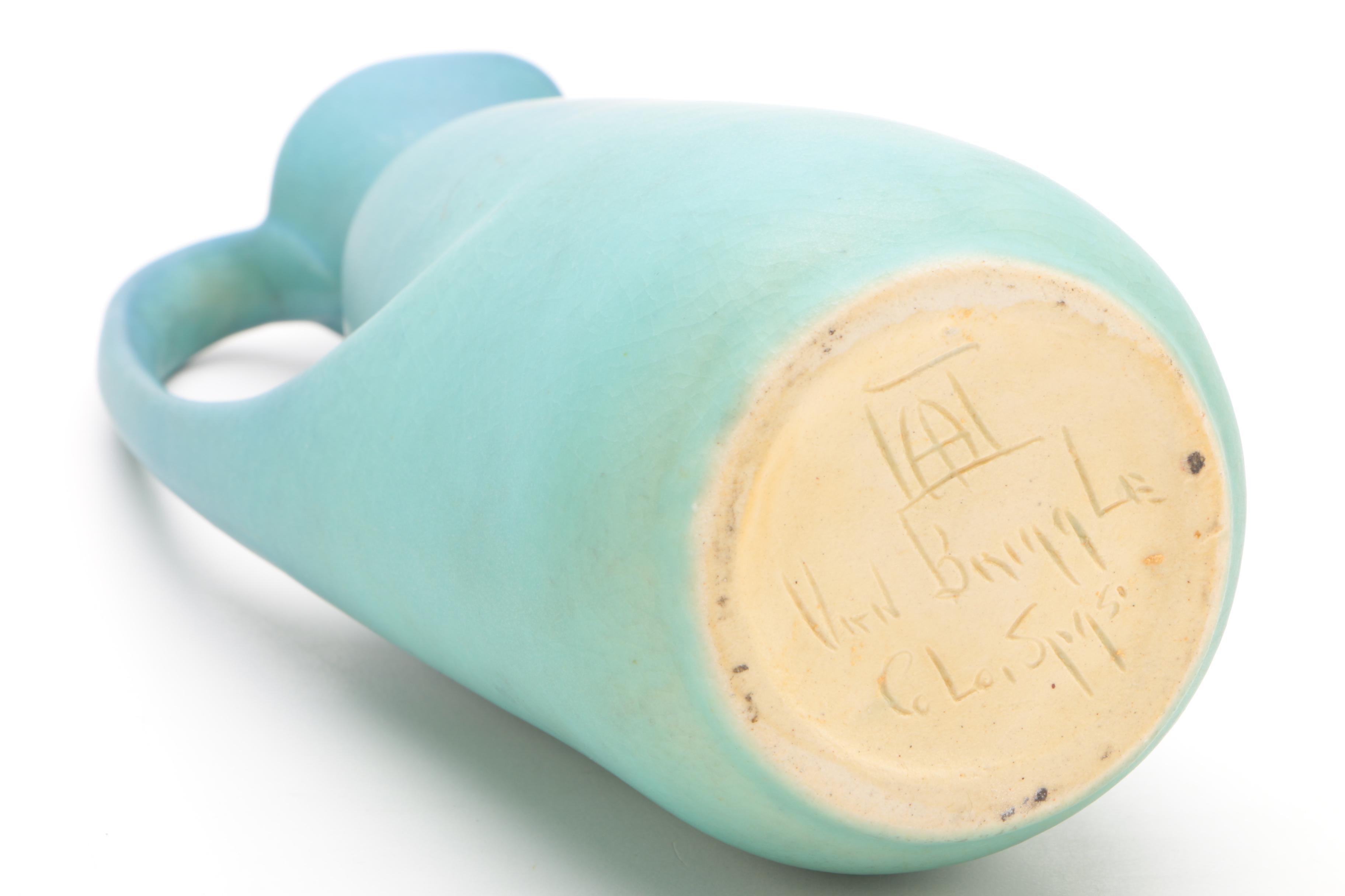 Van Briggle Pottery Turquoise Pitcher and Ash Receiver