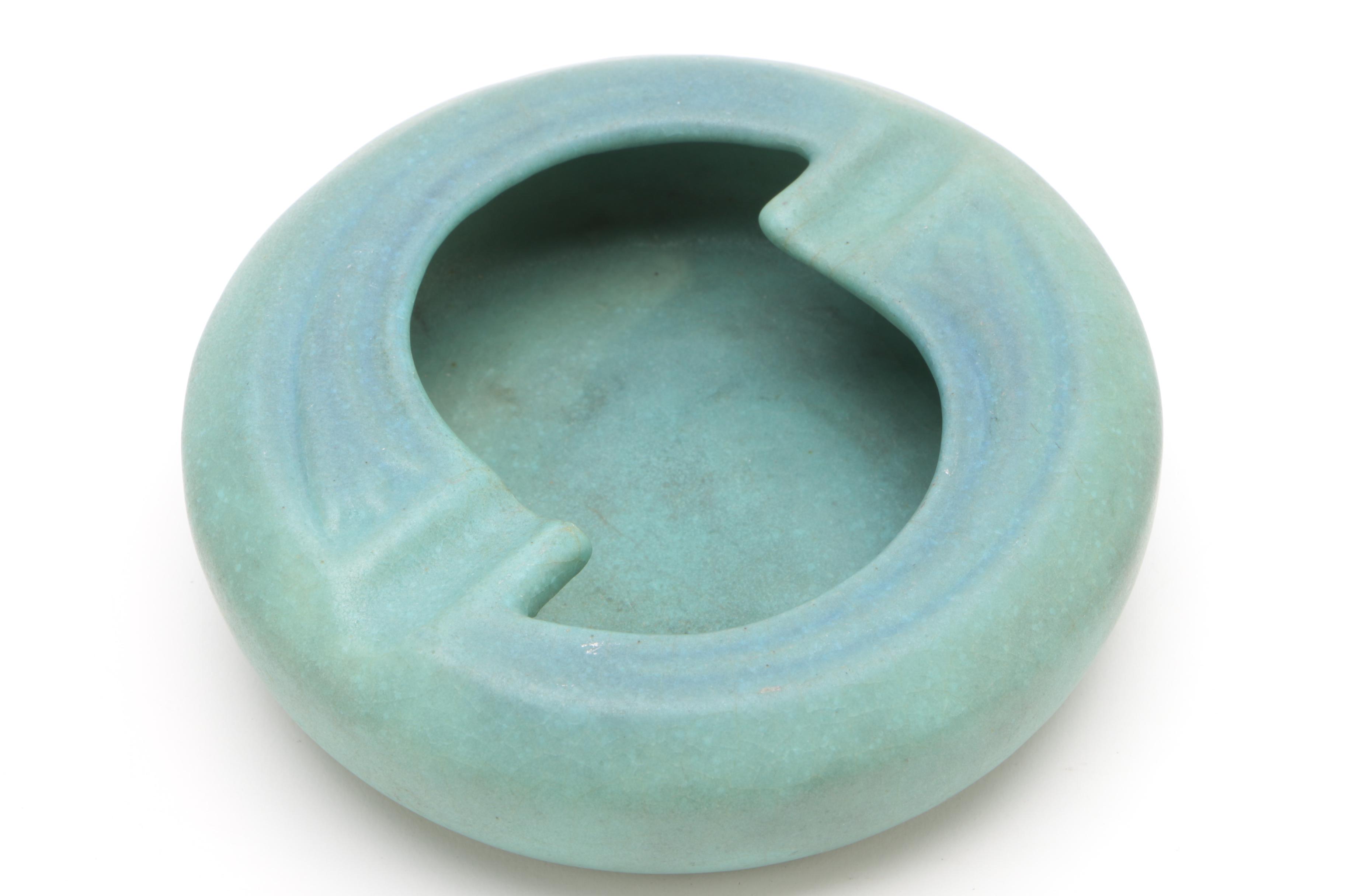 Van Briggle Pottery Turquoise Pitcher and Ash Receiver