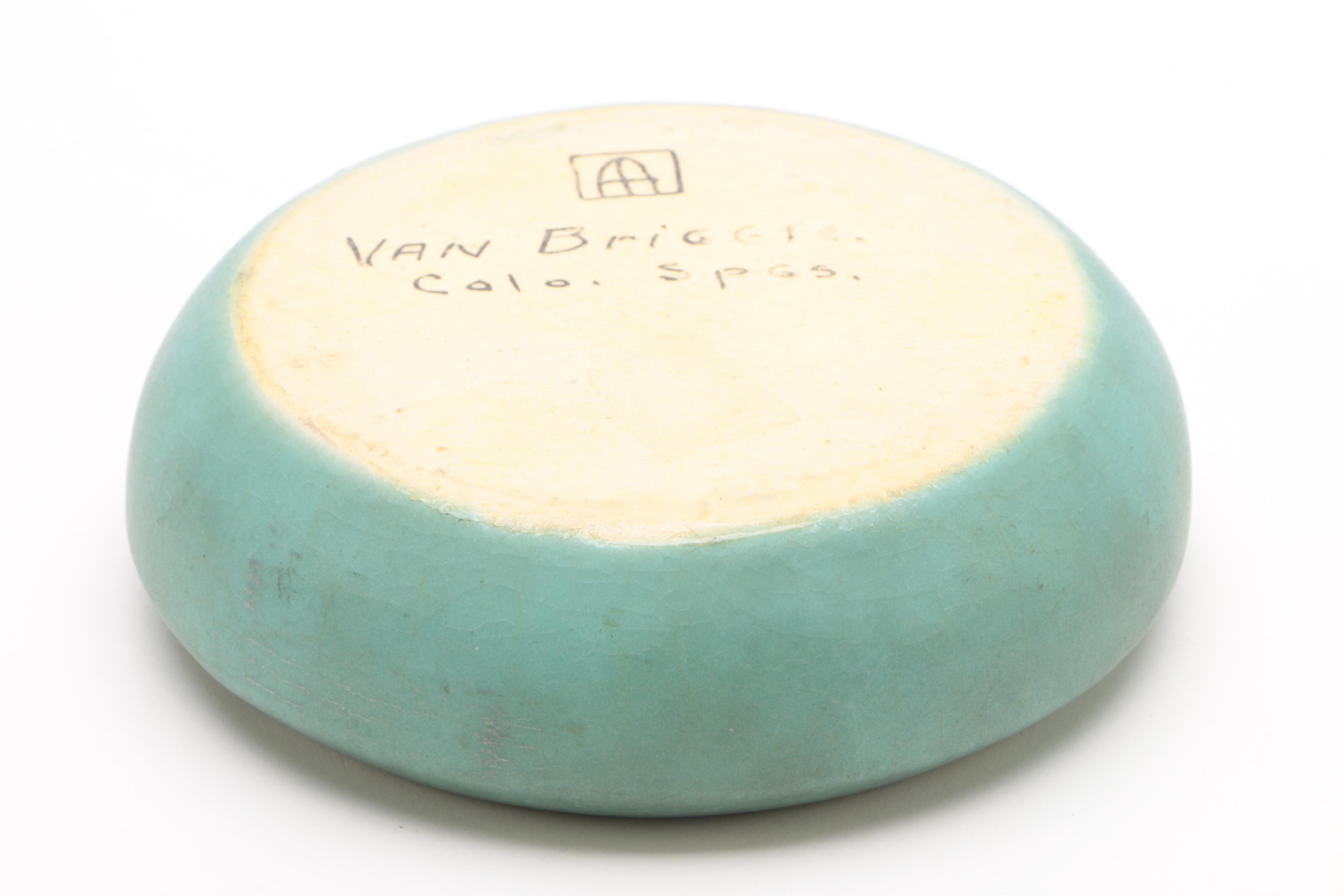 Van Briggle Pottery Turquoise Pitcher and Ash Receiver