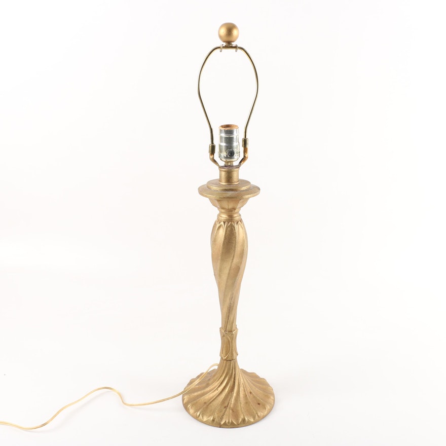 Textured Twist Torch Style Table Lamp with Gold Tone Finish