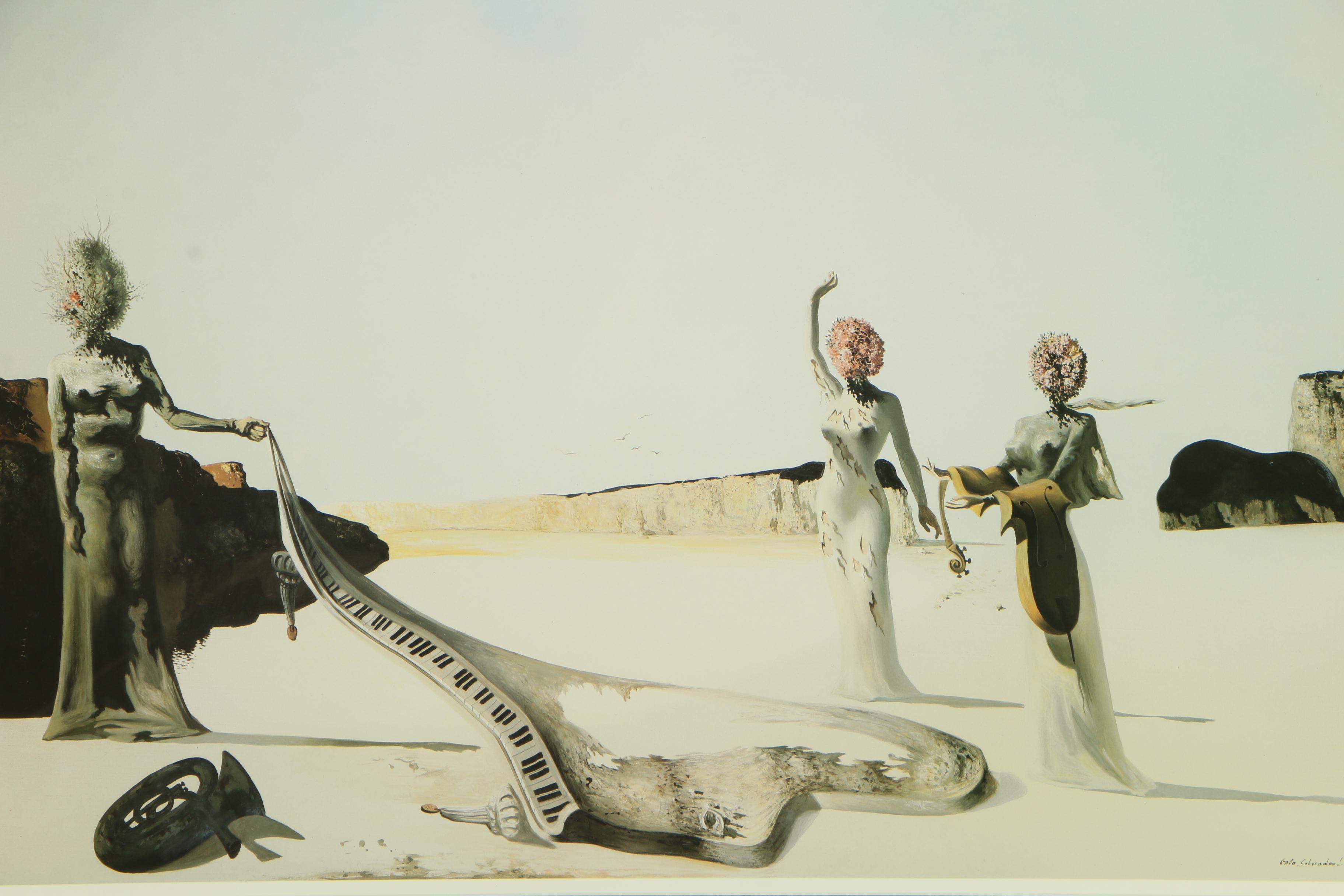 Offset Lithograph After Salvador Dalí "Three Young Surrealist Women"