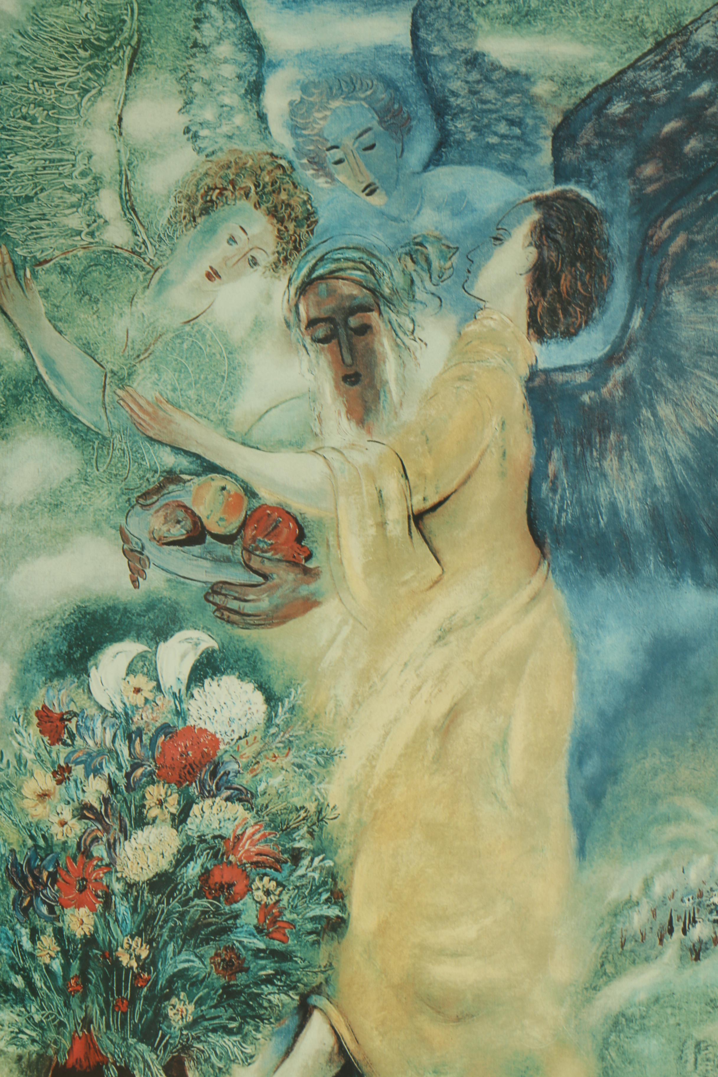 Reuven Rubin Limited Edition Color Lithograph "Abraham and the Three Angels"