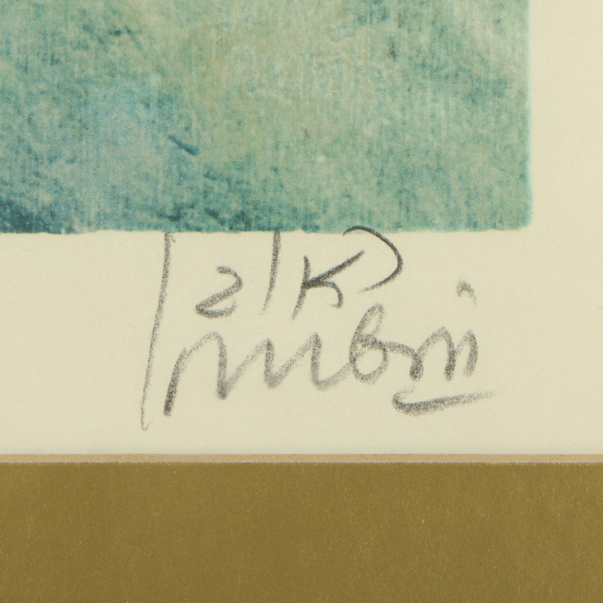 Reuven Rubin Limited Edition Color Lithograph "Abraham and the Three Angels"