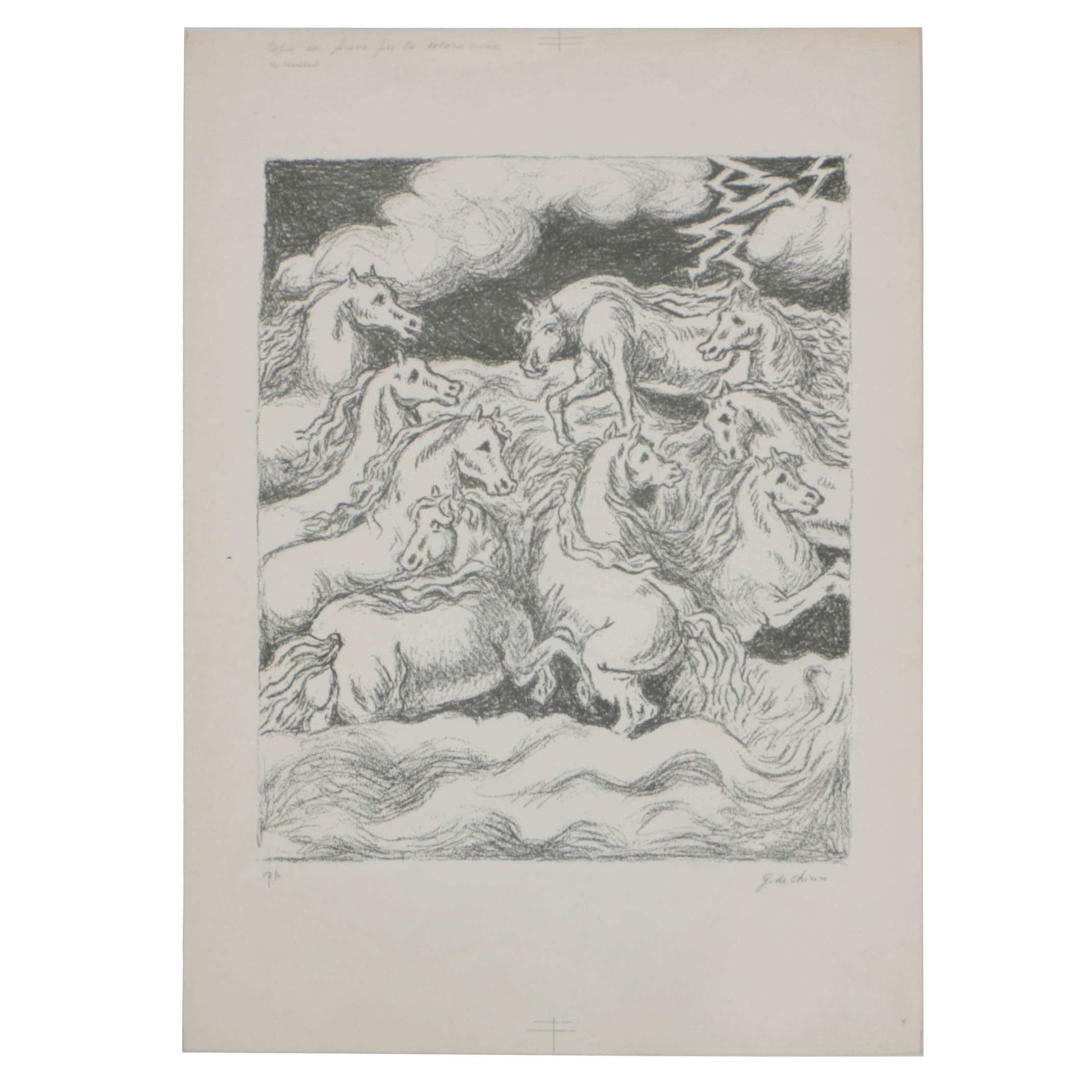 Giorgio De Chirico Artist's Proof Lithograph on Paper "Cavalli"