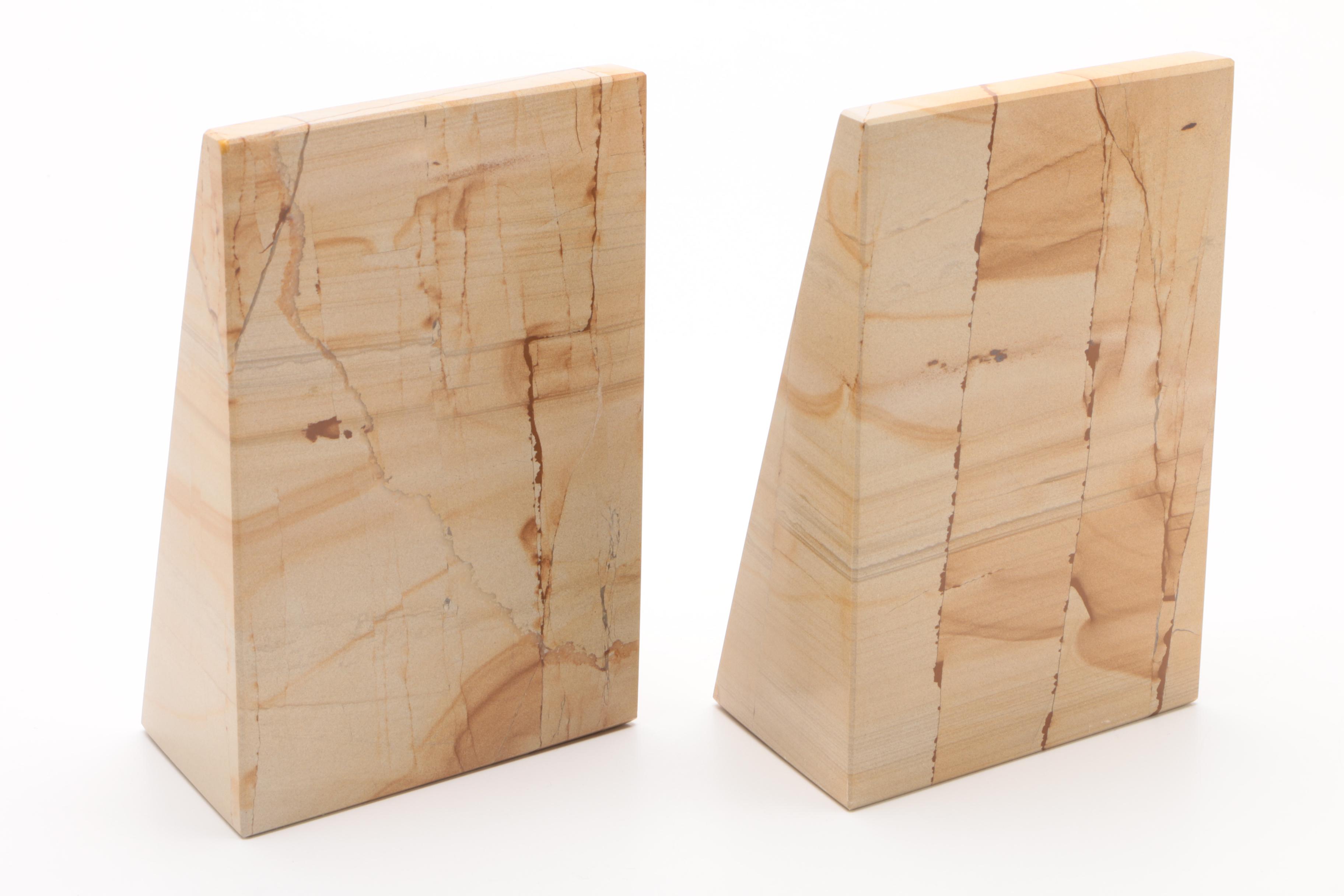 Carved Marble Bookends by Bey Berk and Decorative Form