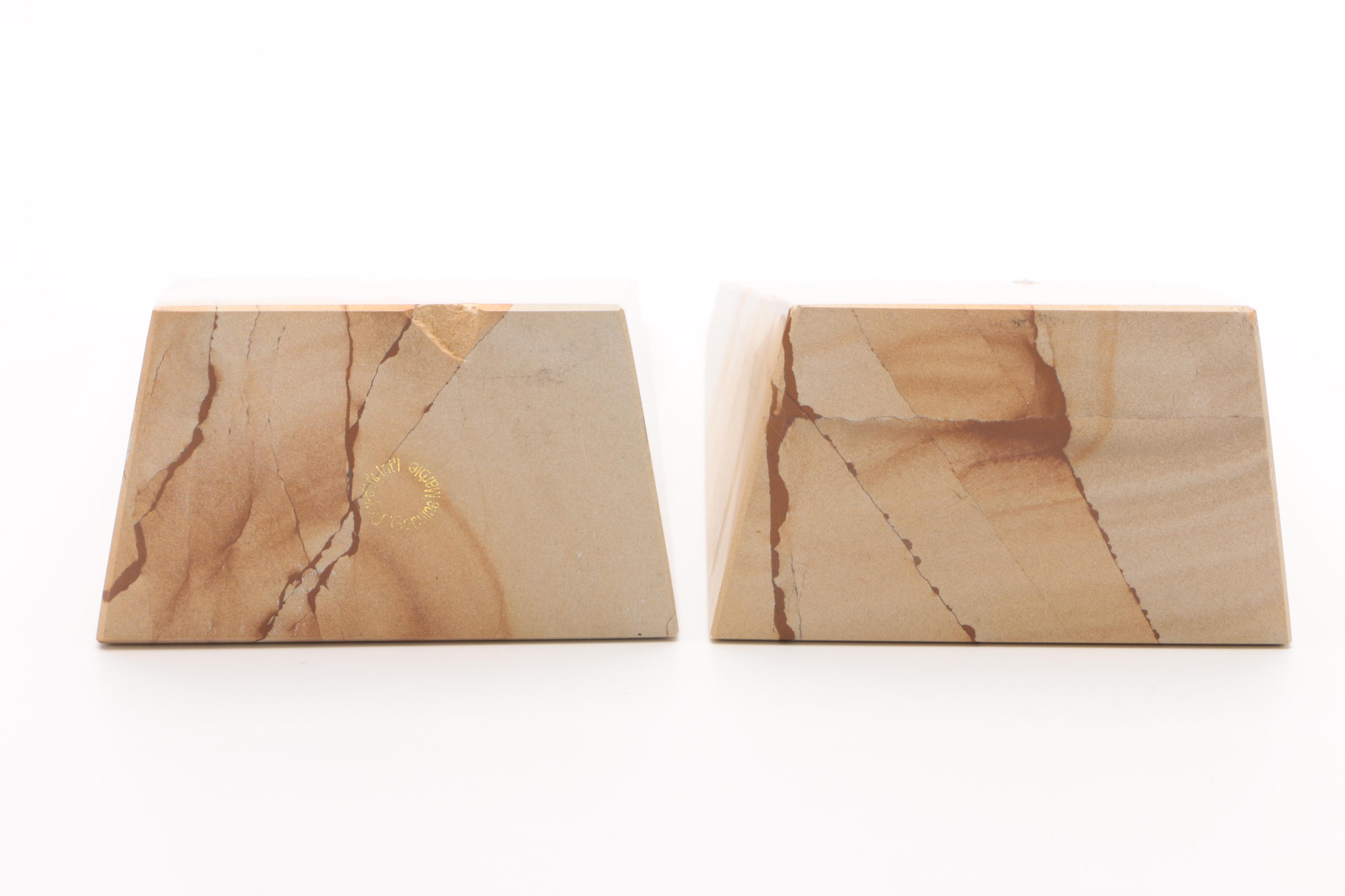 Carved Marble Bookends by Bey Berk and Decorative Form