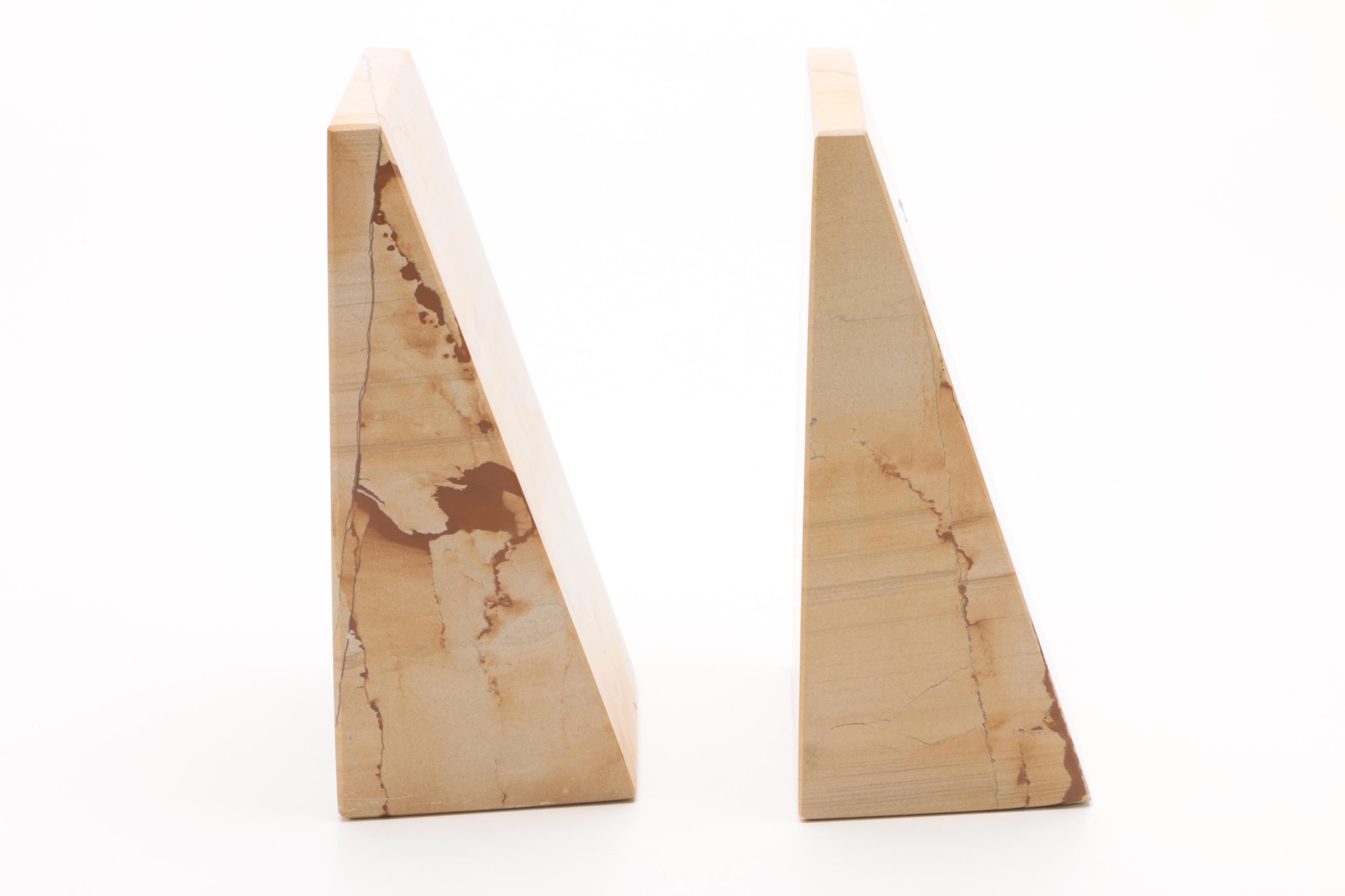 Carved Marble Bookends by Bey Berk and Decorative Form