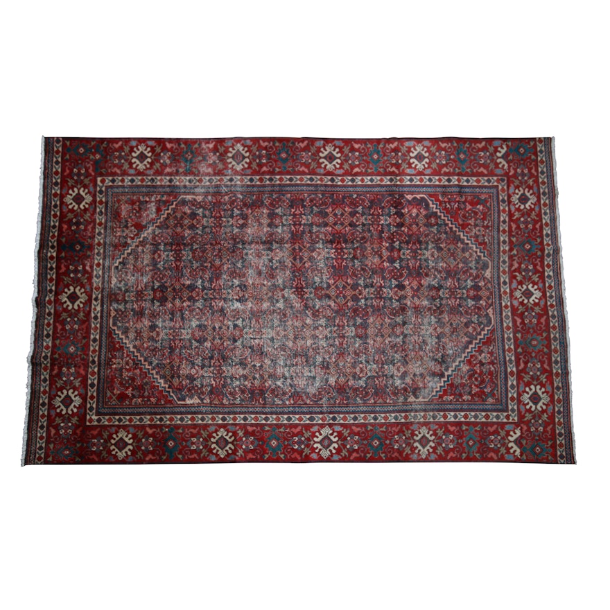 Hand-Knotted Indo-Persian Kashan Wool Area Rug