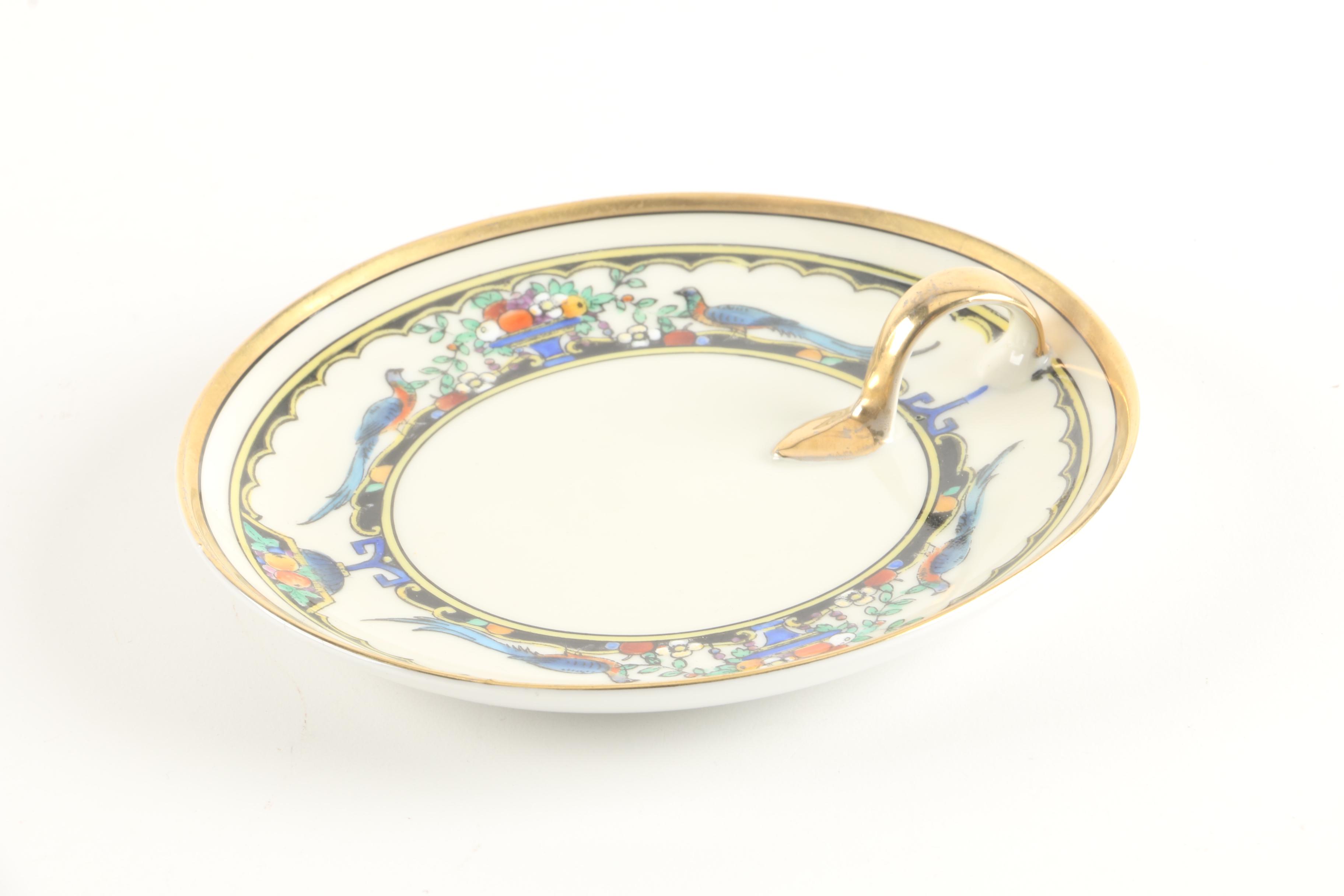 Hand-Painted Noritake Lemon Server with Decorative Plates