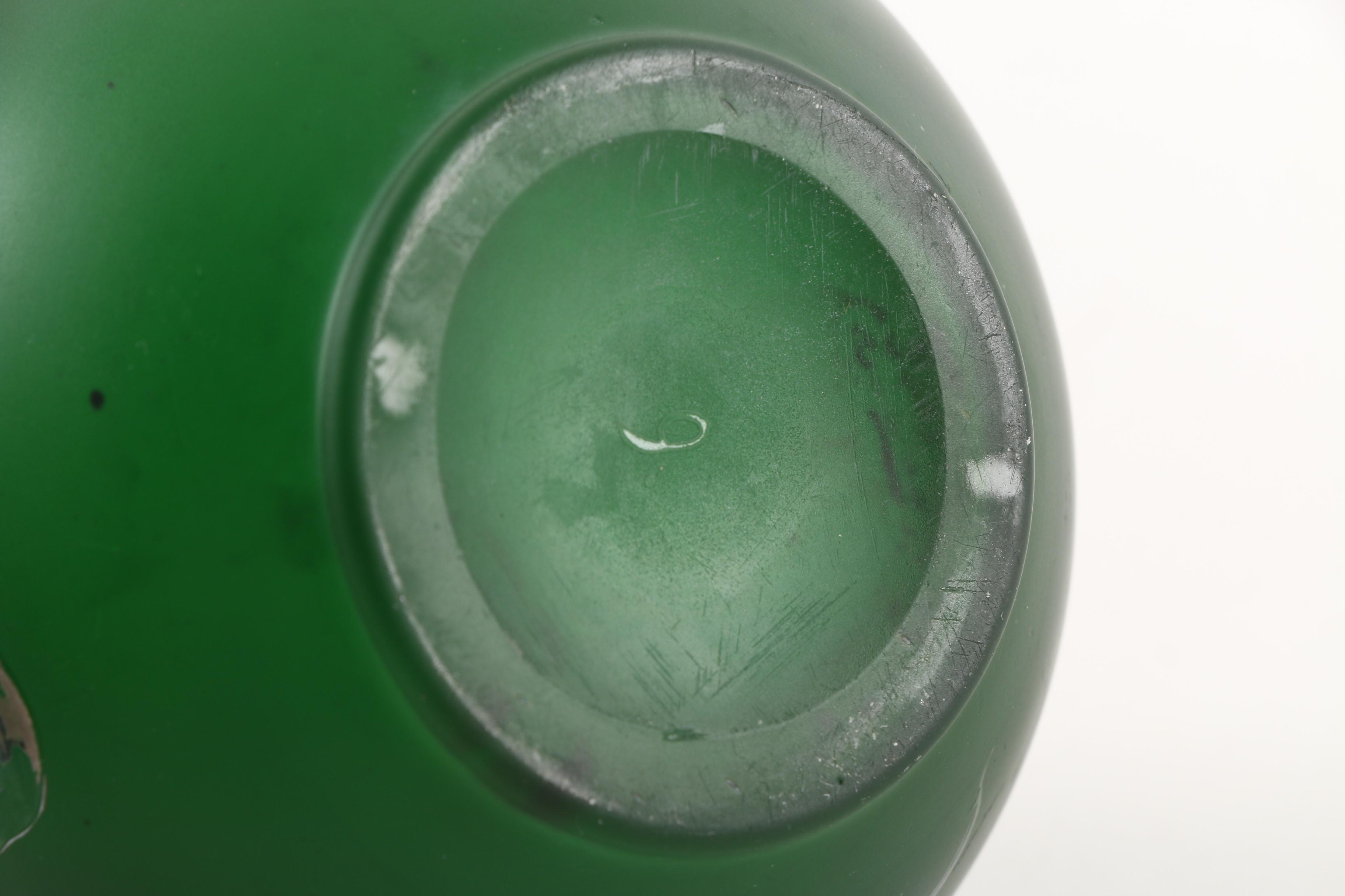 Vintage Silver Frosted Emerald Glass Dresser Bottle