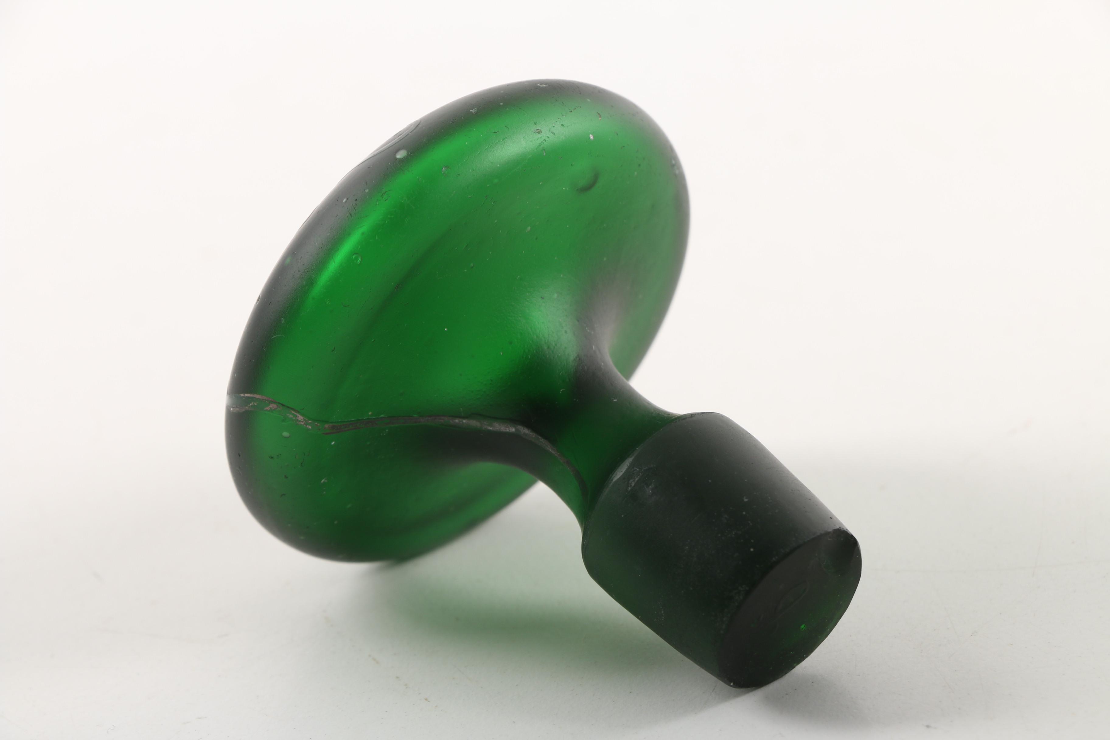 Vintage Silver Frosted Emerald Glass Dresser Bottle