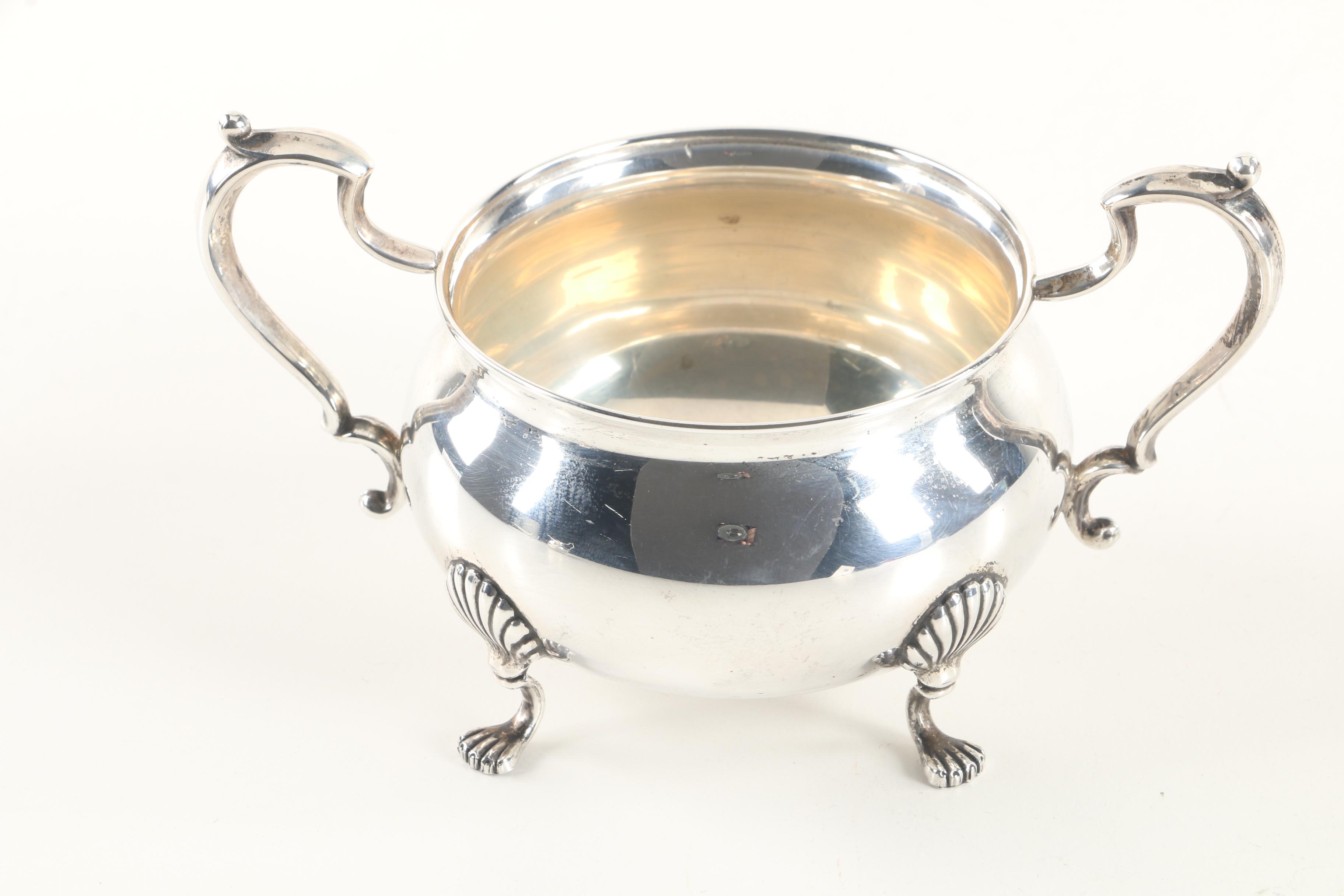 Fisher Silversmiths Sterling Silver Creamer and Open Sugar Bowl Pair