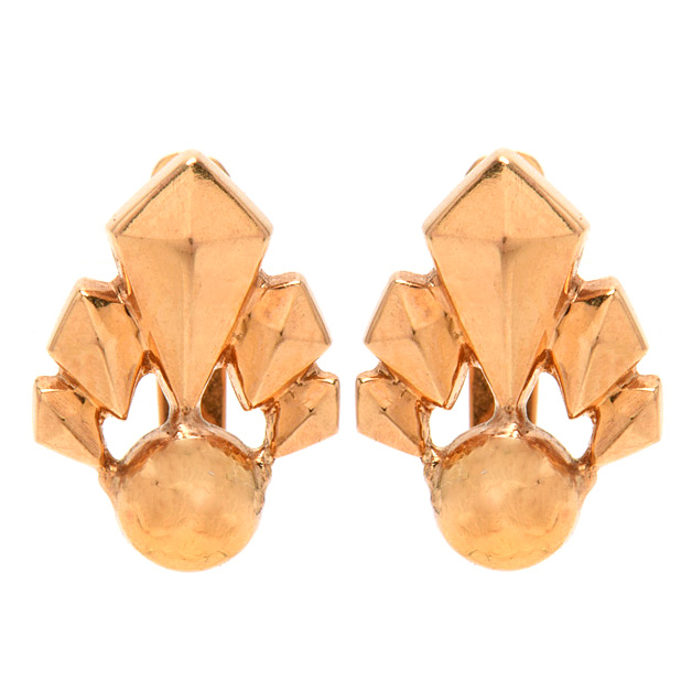 19K Yellow Gold Pierced Earrings