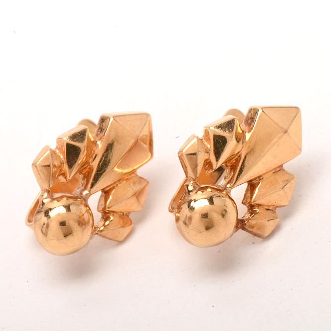 19K Yellow Gold Pierced Earrings