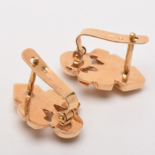 19K Yellow Gold Pierced Earrings