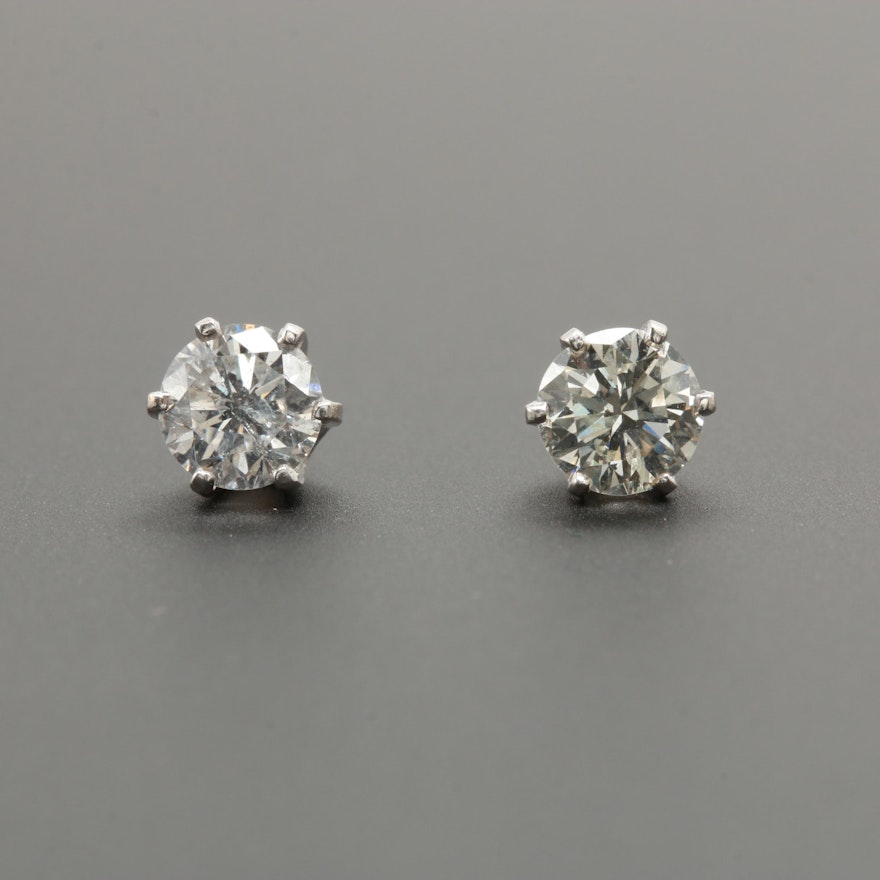 14K White Gold 1.50 CTW Diamond Stud Earrings