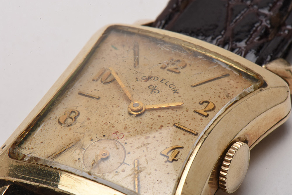 Vintage 14K Gold Filled Lord Elgin Watch with Uniqued Shaped Case