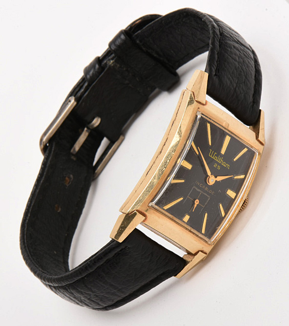 Vintage 10K Yellow Gold Filled Curved Case Waltham Watch