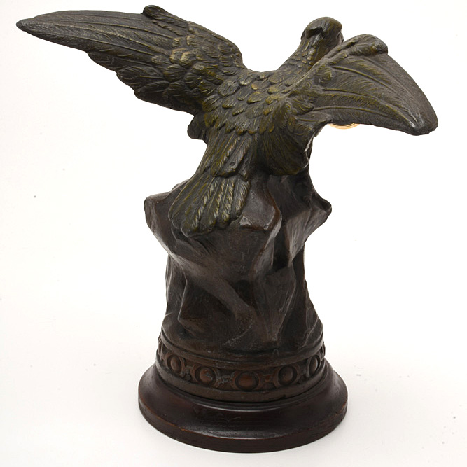 1933 10K Gold-Filled Open Face Pocket Watch with Bronze-Tone Eagle Statuette