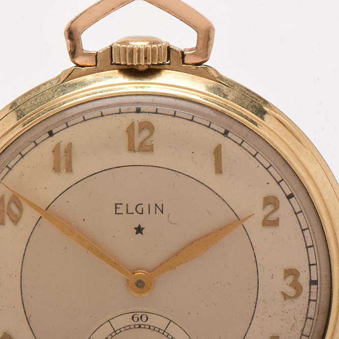 1933 10K Gold-Filled Open Face Pocket Watch with Bronze-Tone Eagle Statuette