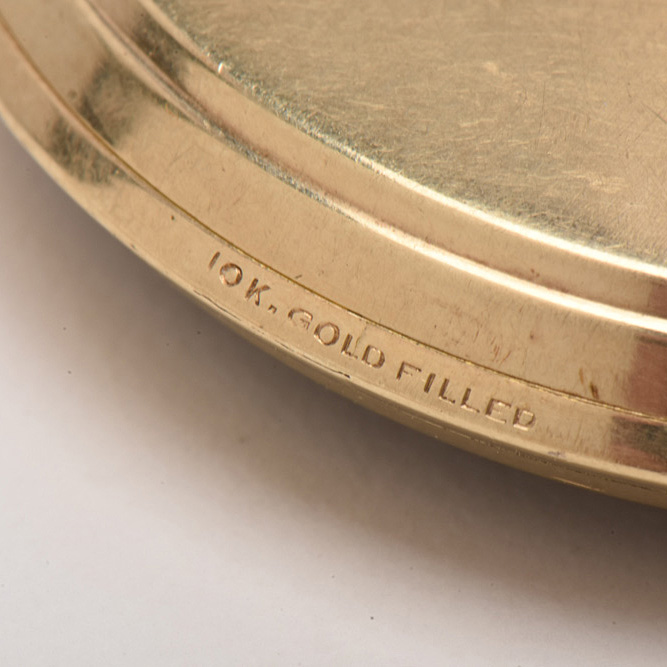 1933 10K Gold-Filled Open Face Pocket Watch with Bronze-Tone Eagle Statuette