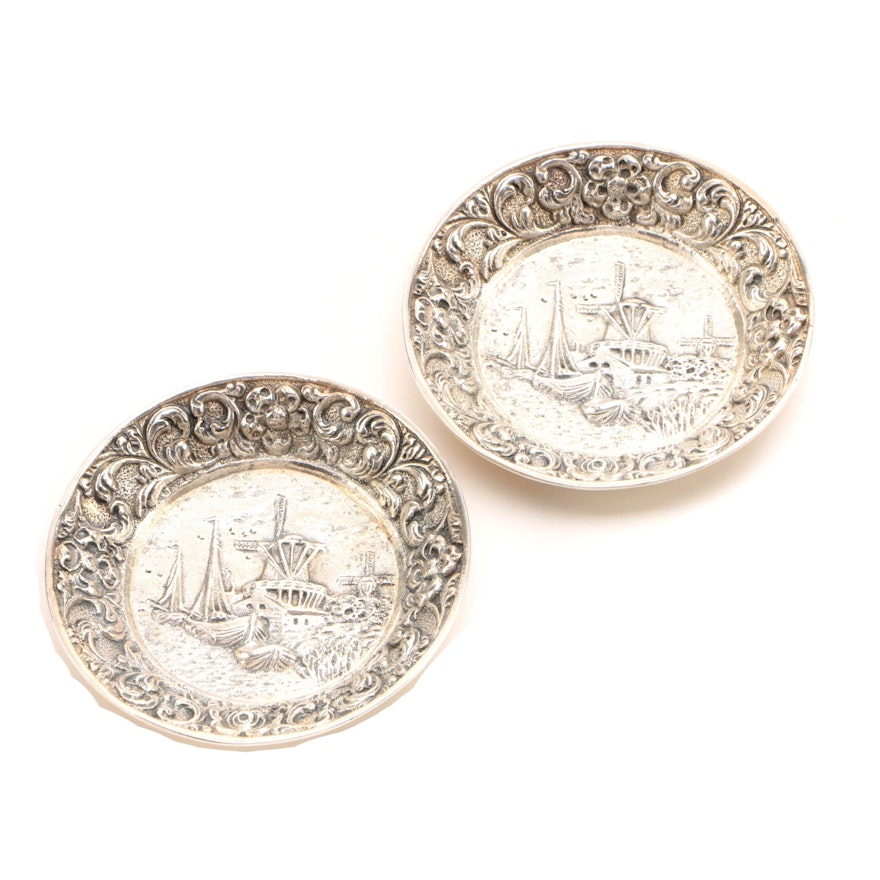 Dutch Repoussé Silver Plate Miniature Decorative Dishes