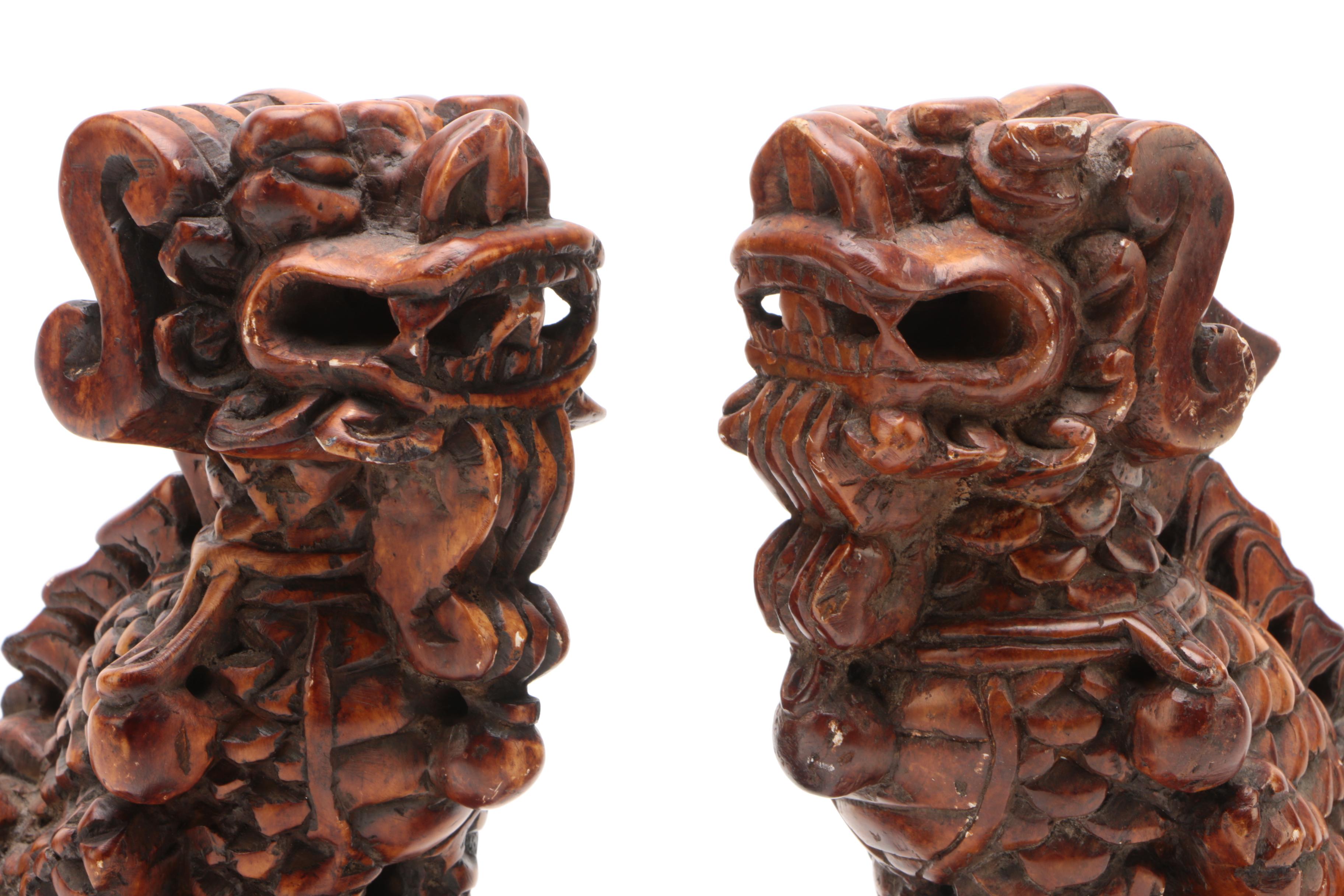 Carved Soapstone Guardian Lion Bookends