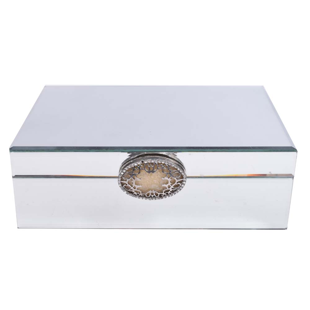 American Atelier Mirrored Jewelry Box with Oval Clasp