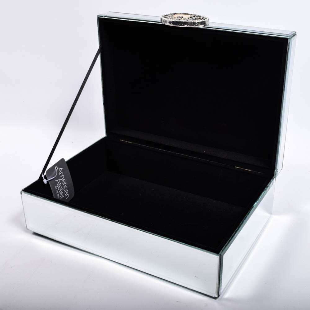 American Atelier Mirrored Jewelry Box with Oval Clasp