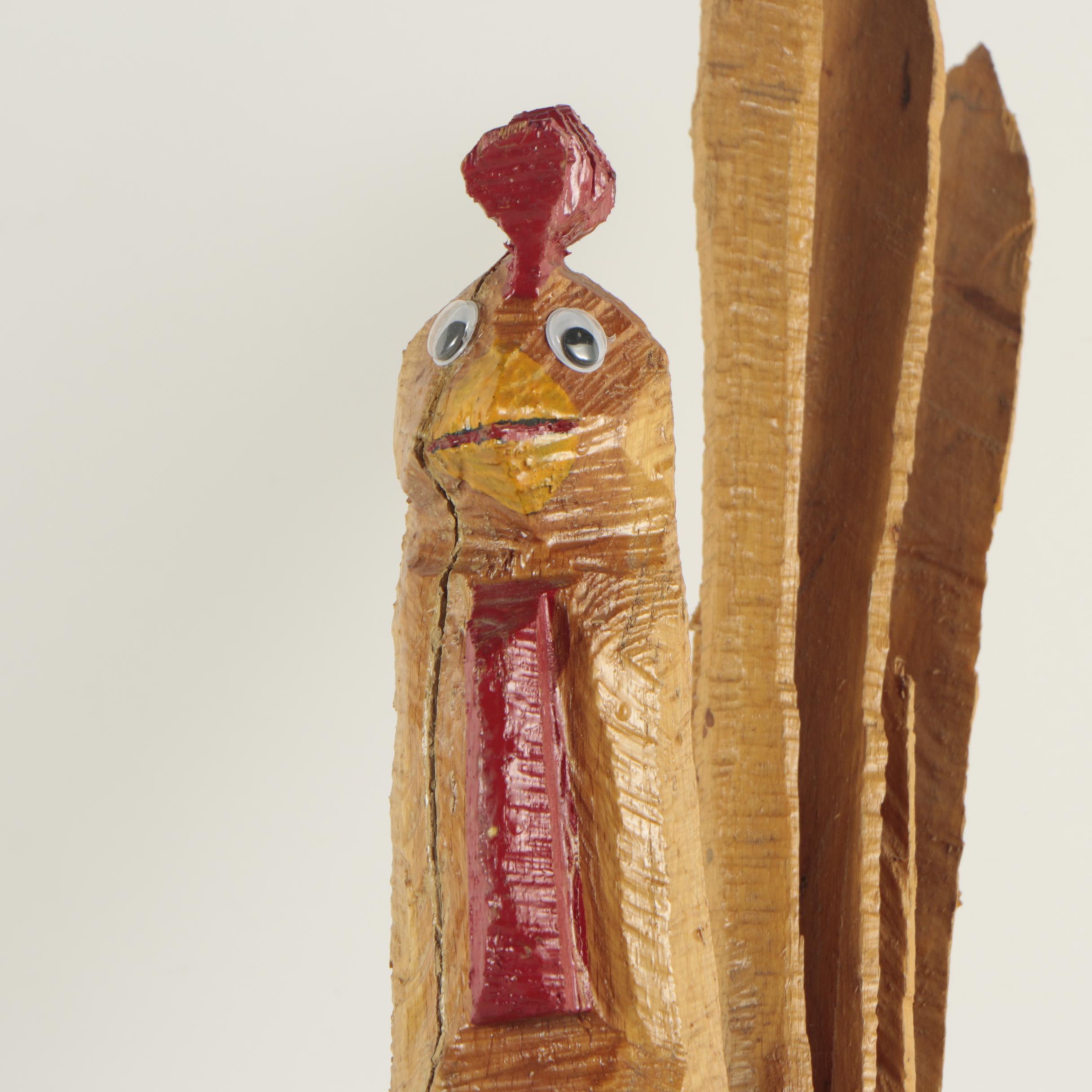 Joe Salyers Chainsaw Carved and Painted Oak Sculpture