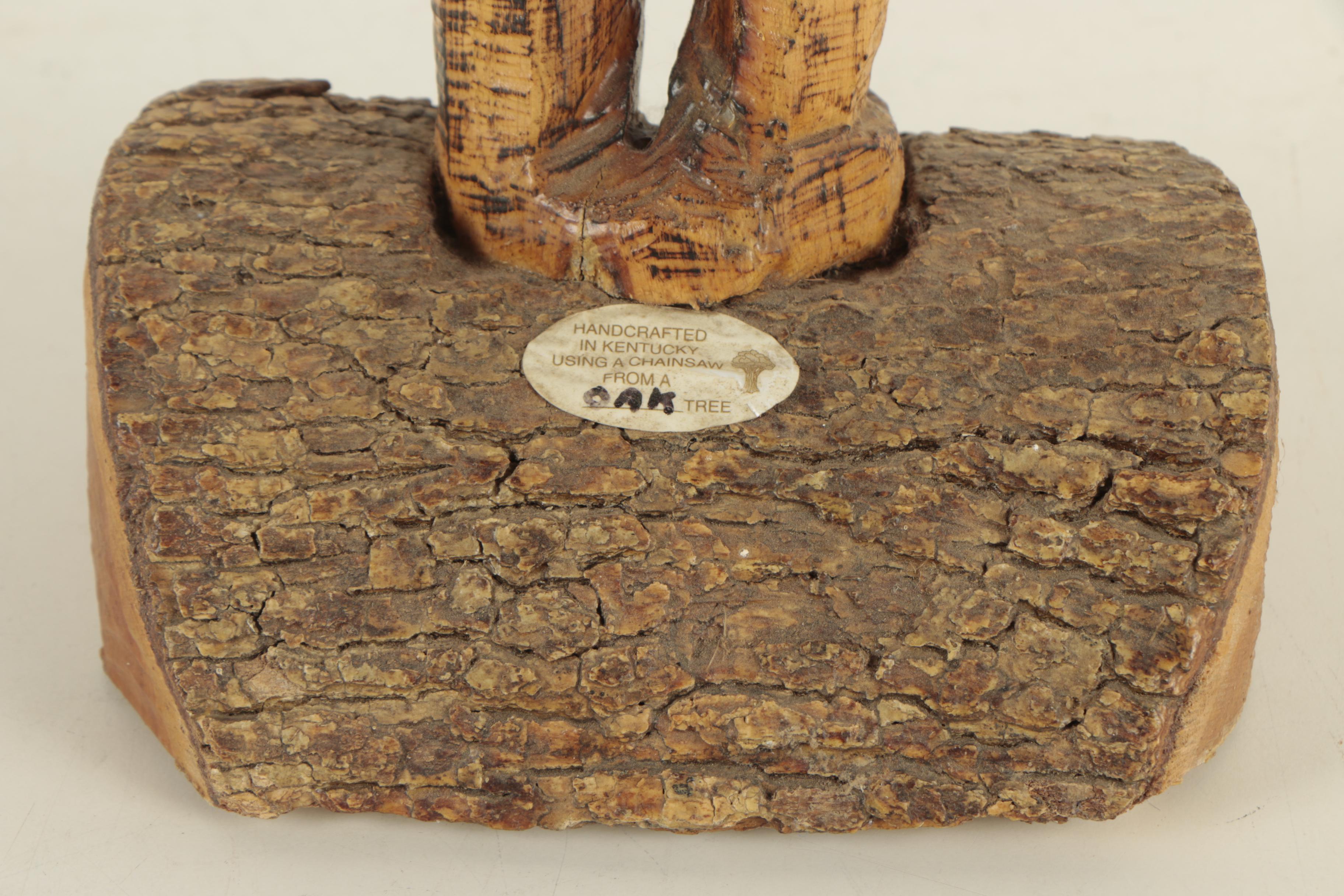 Joe Salyers Chainsaw Carved and Painted Oak Sculpture