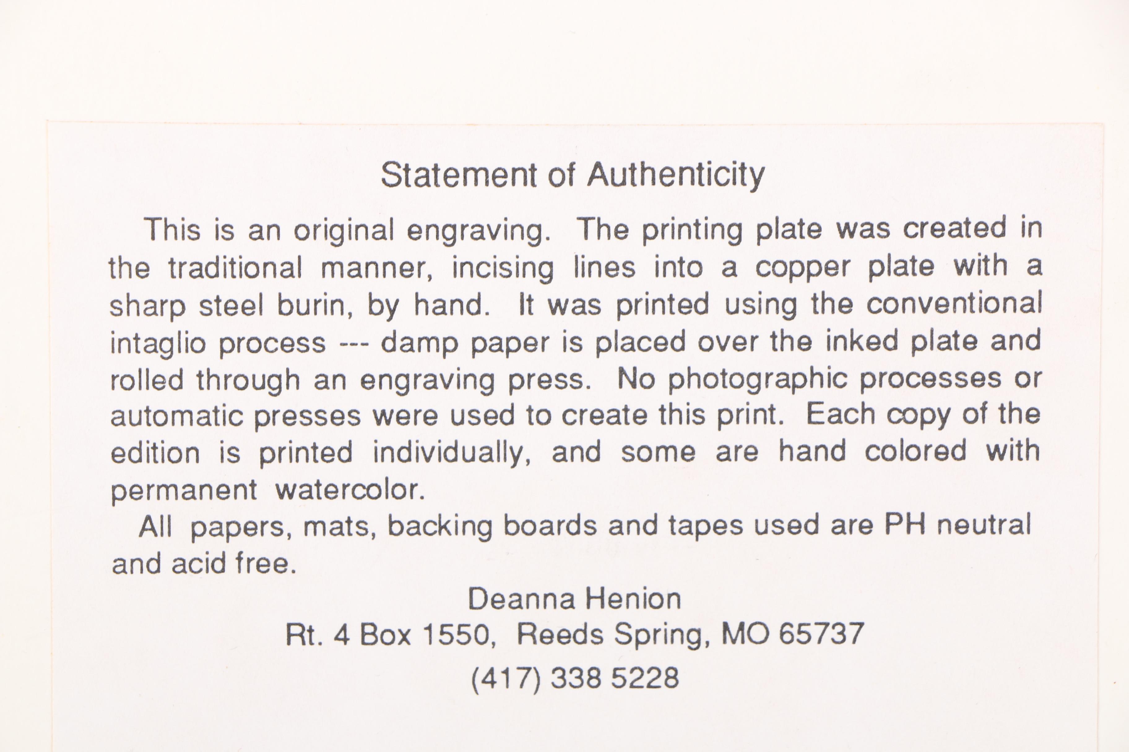 Deanna Henion Color Etching "Hold the Magic"