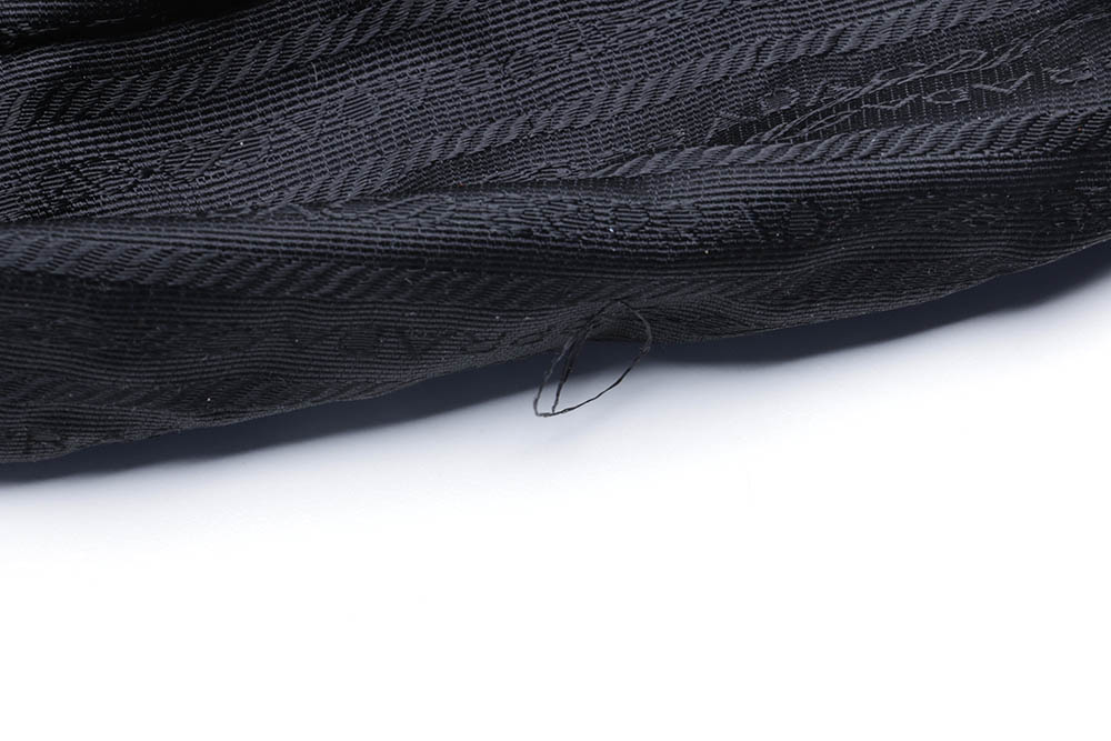 Prada Beige Canvas and Black Leather Handbag