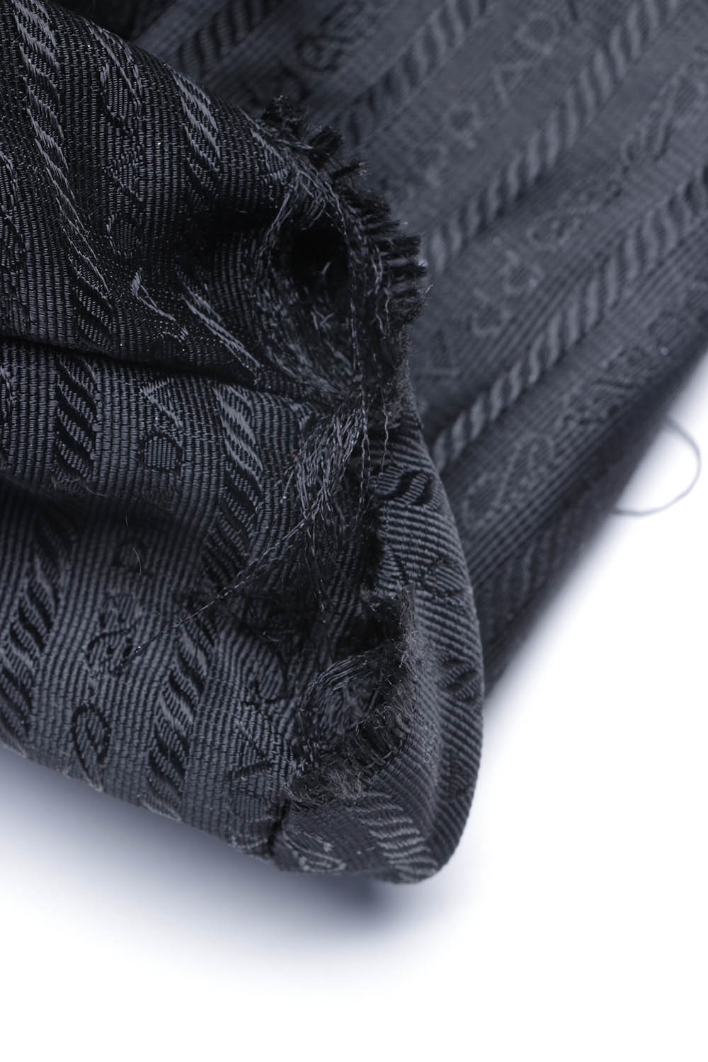 Prada Beige Canvas and Black Leather Handbag