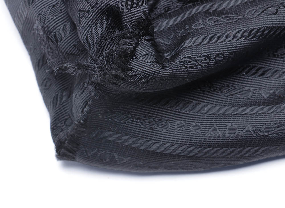 Prada Beige Canvas and Black Leather Handbag