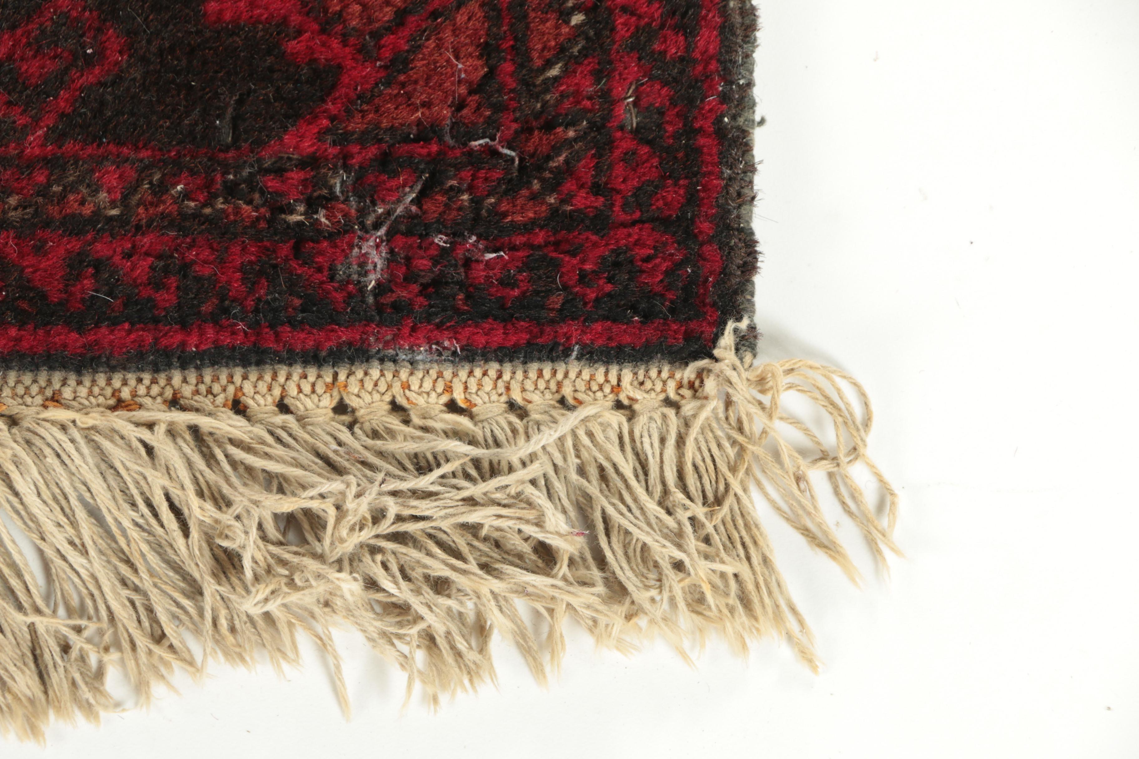 Vintage Hand-Knotted Turkmen Wool Accent Rug