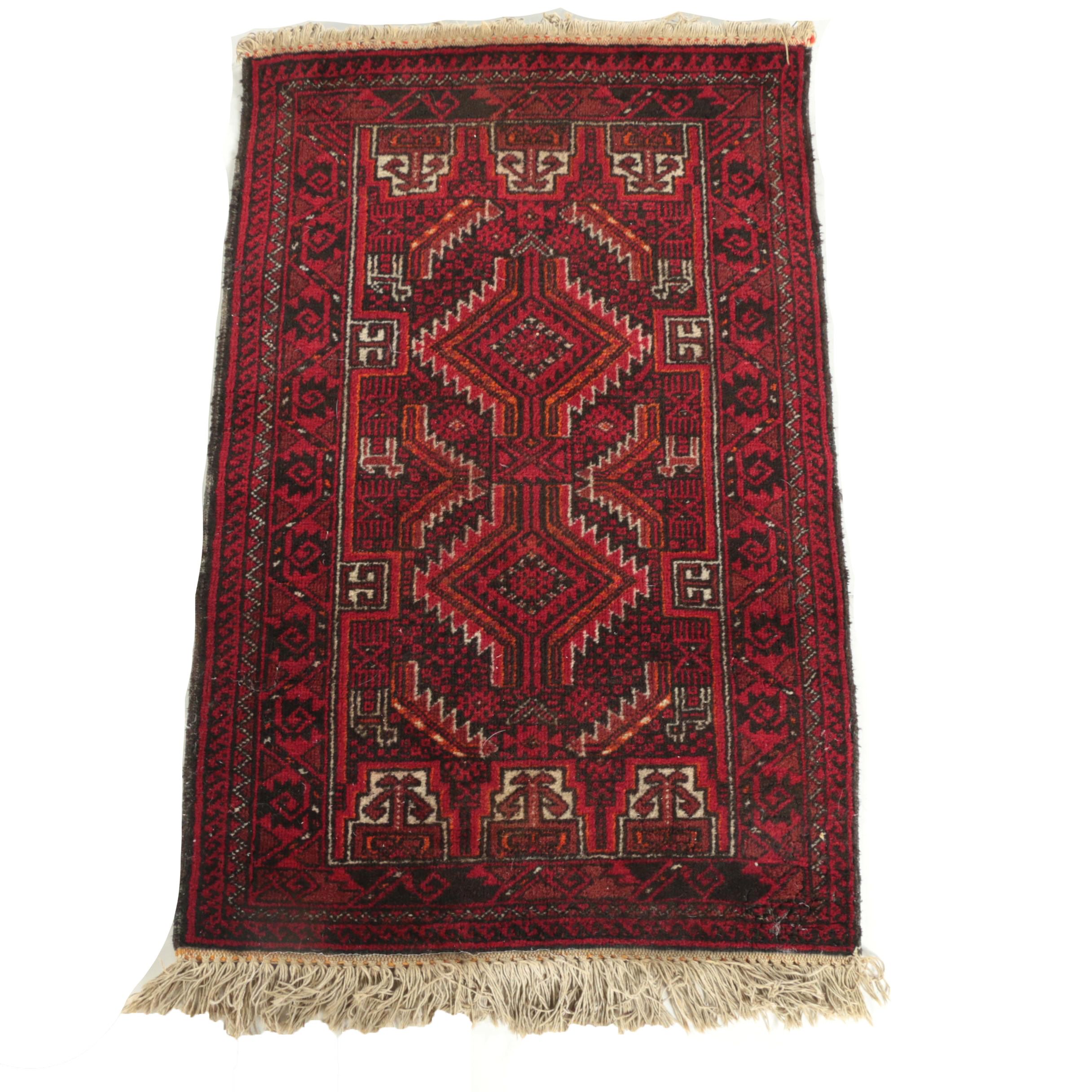Vintage Hand-Knotted Turkmen Wool Accent Rug