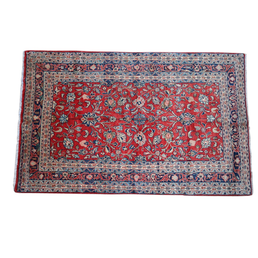 Vintage Hand-Knotted Persian Hamadan Accent Rug