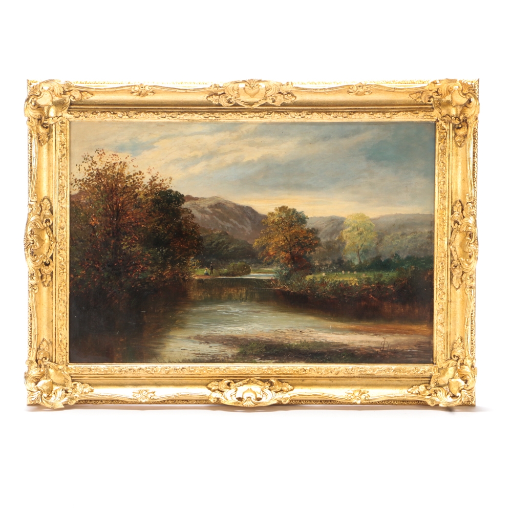 J. Ellis Original Oil Landscape Painting on Canvas