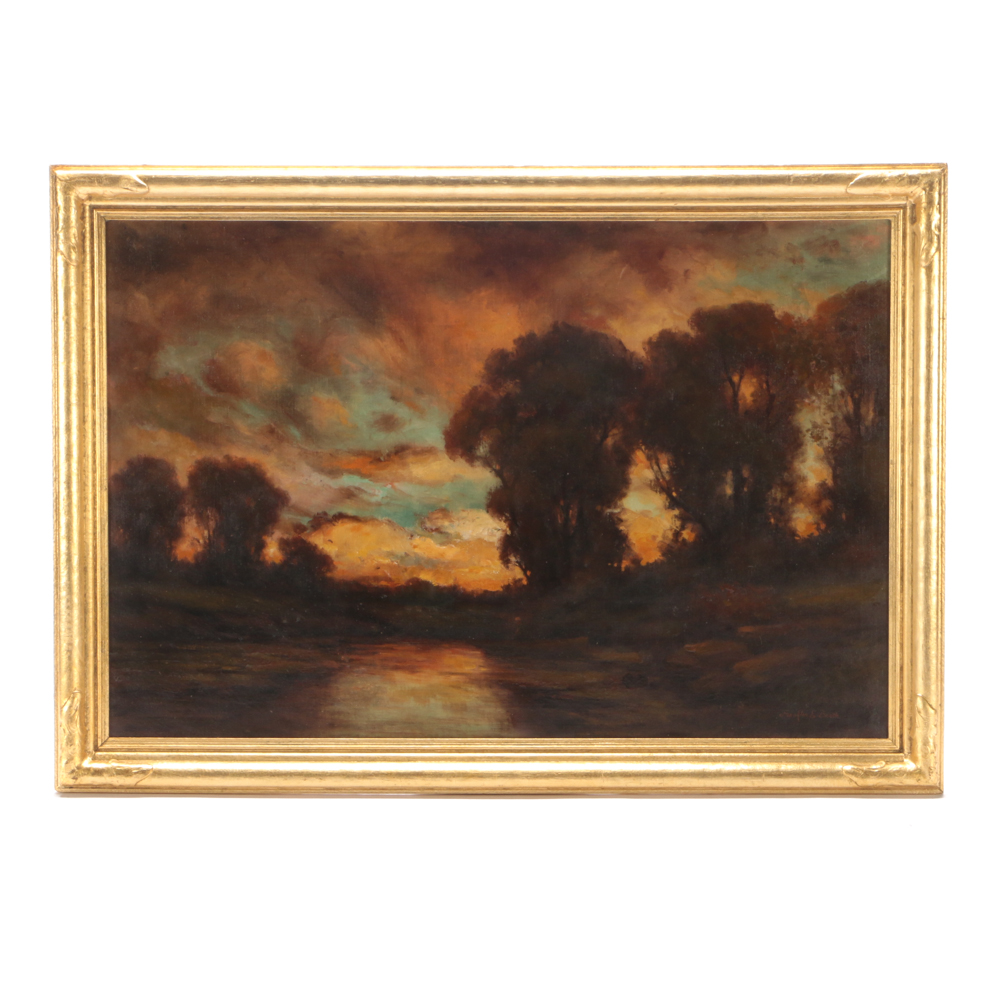 Franklin E. Booth Original Tonalist Oil on Canvas Landscape
