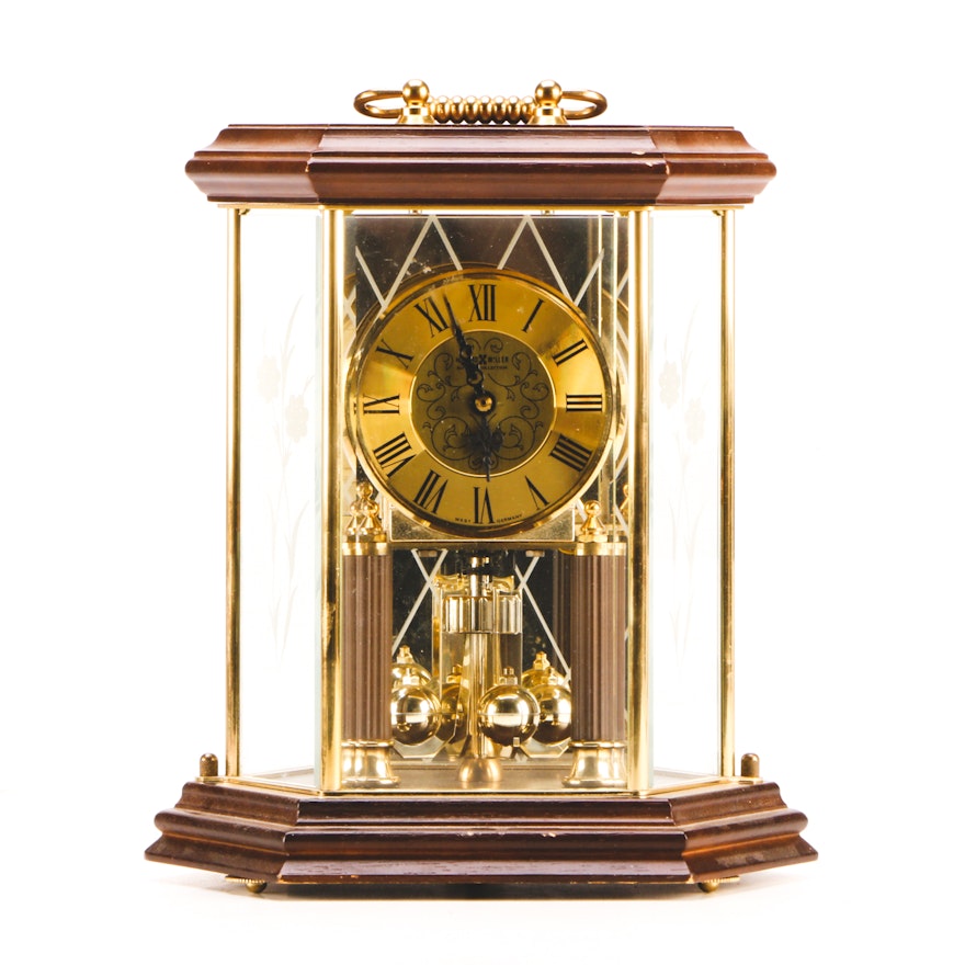 Howard Miller Wood and Glass Mantel Clock