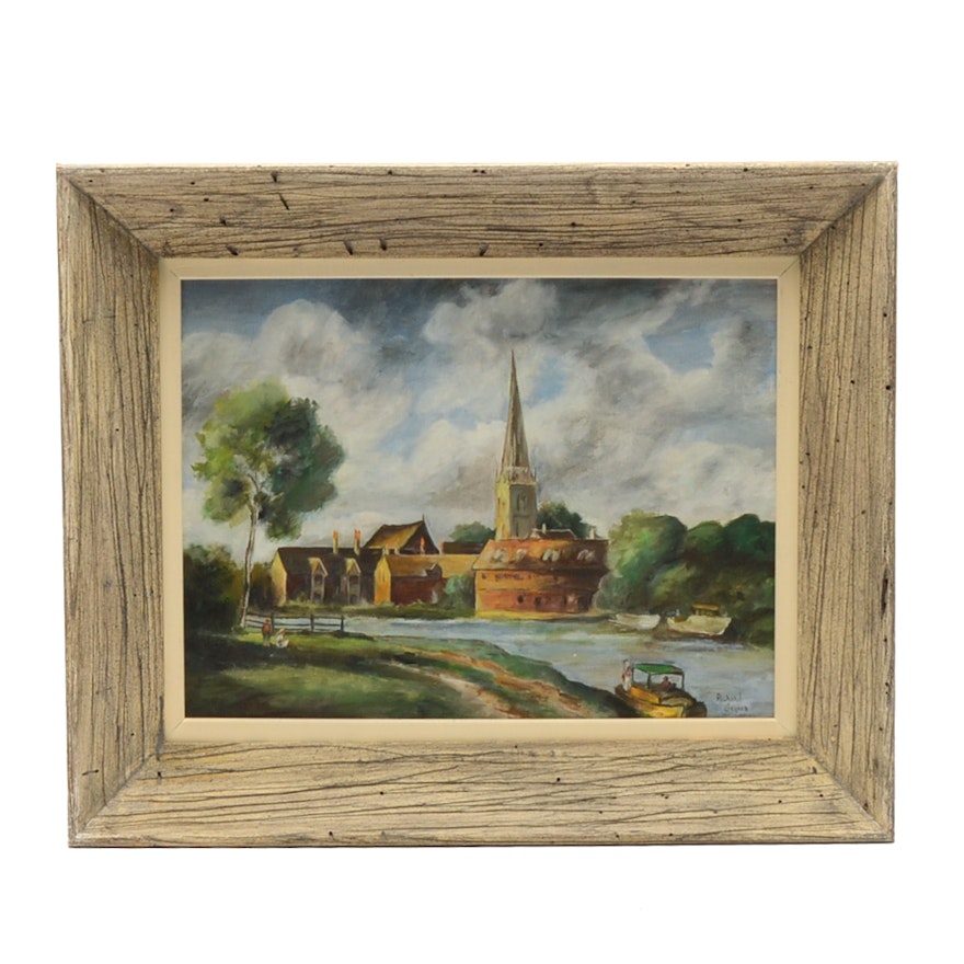 Richard Gegner Oil Painting on Canvas of River Scene