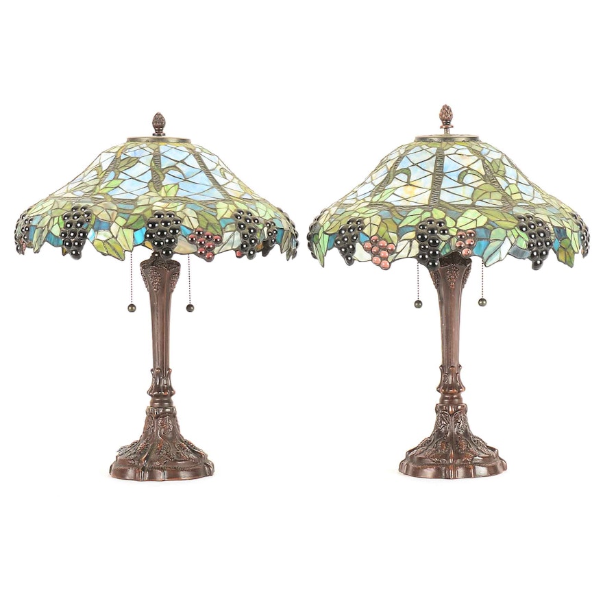 Pair of Faux Stain Glass Table Lamps