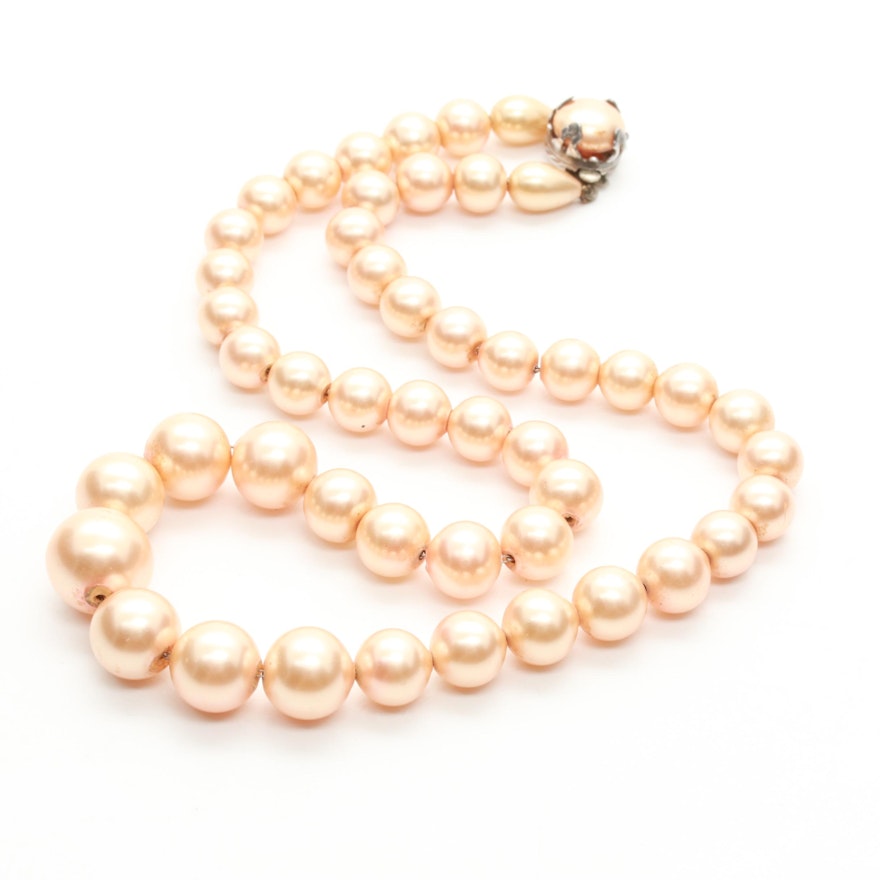 Sterling Silver Imitation Pearl Single Strand Necklace