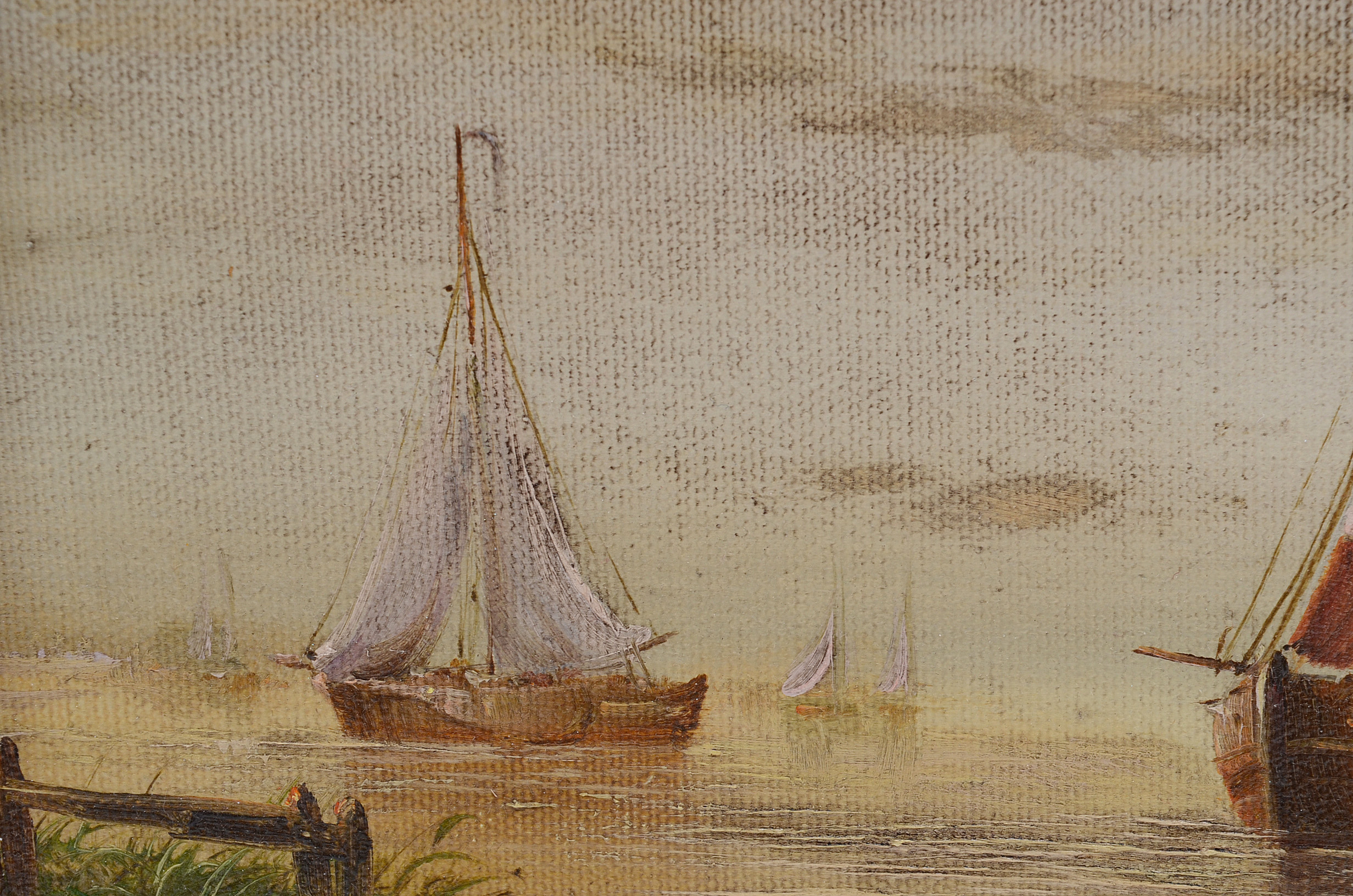 Jean Michel Laurent Oil Painting on Canvas of Sailing Ships